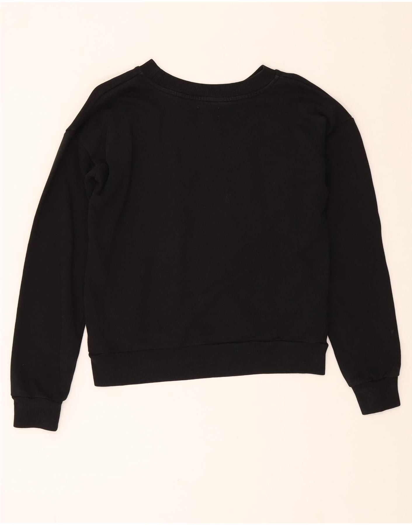 Diesel Womens Crop Graphic Sweatshirt Jumper UK 14 Large Black Cott Size L / US 10 / IT 46 - 2 Thumbnail