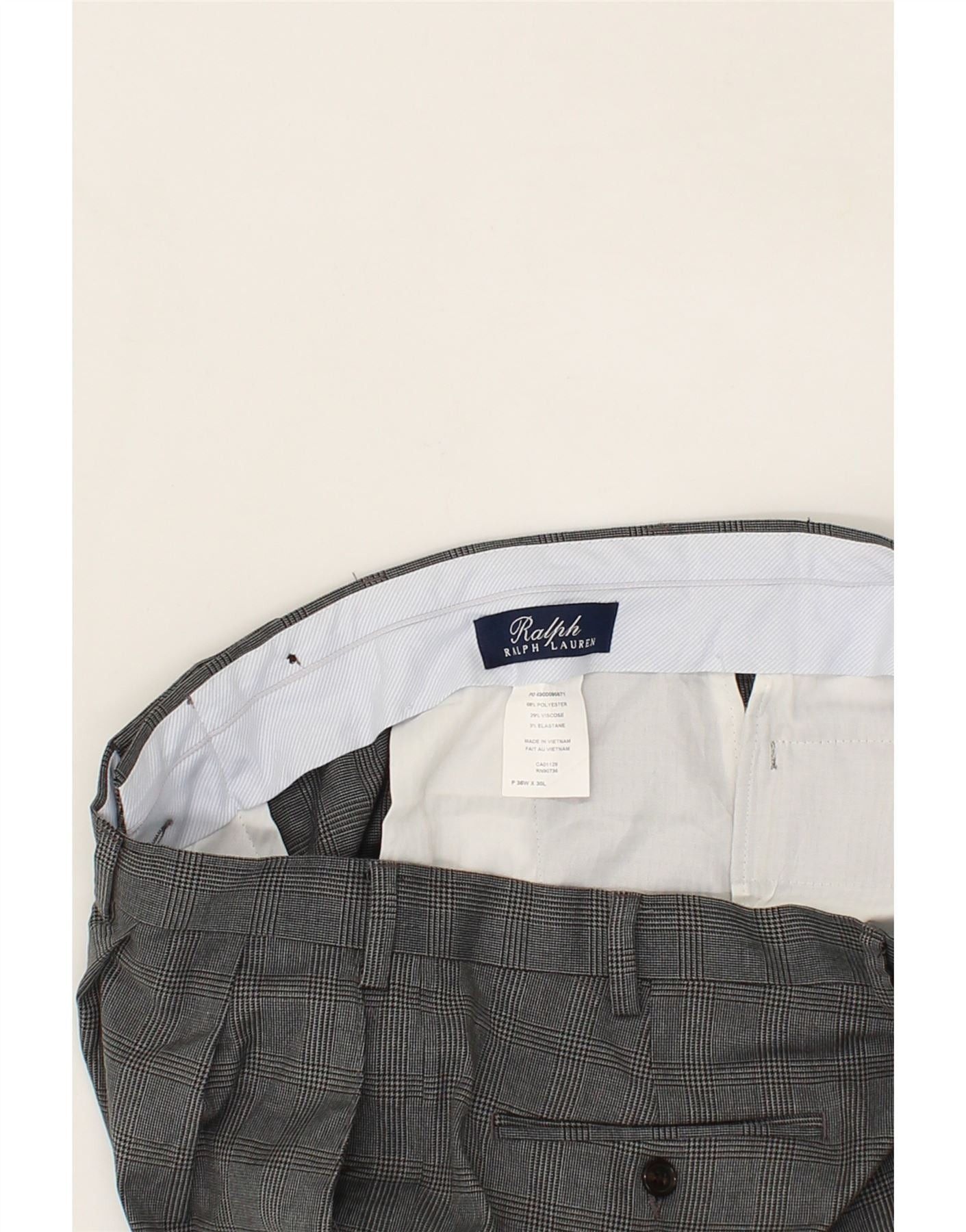Ralph Lauren Womens Pegged Suit Trousers W36 L30 Grey Check Polyester Size 26" / US 2 / IT 38 - 3 Thumbnail