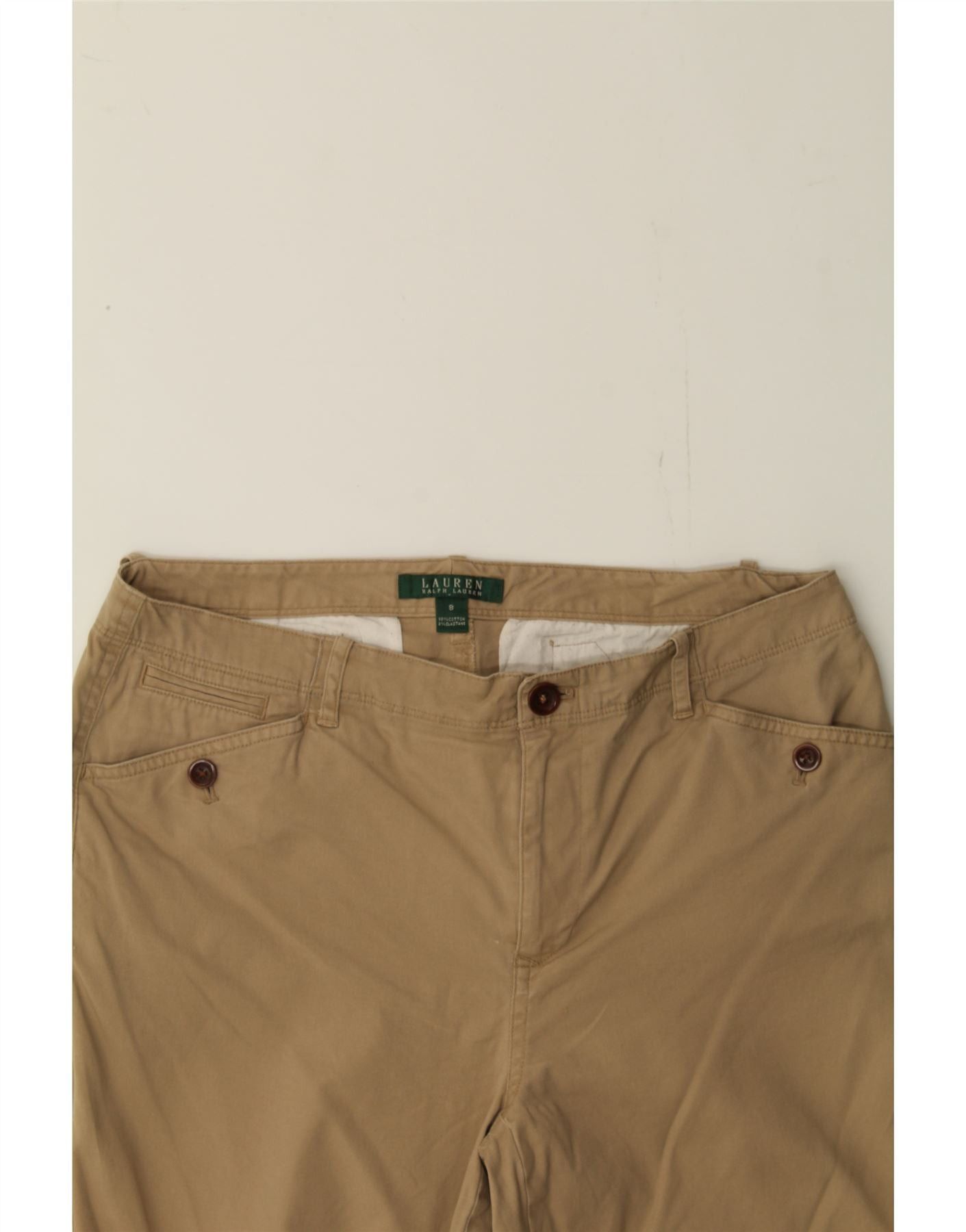 Ralph Lauren Womens Slim Casual Trousers US 8 Medium W32 L29 Beige Cotton Size 27" / US 4 / IT 40 - 3 Thumbnail