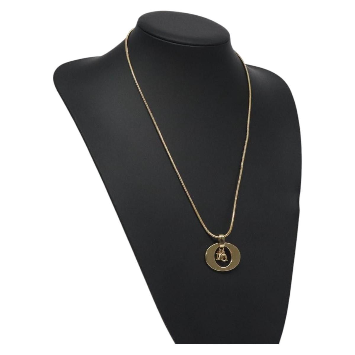 Dior Christian Dior Round Logo Pendant Necklace Metal Size ONE SIZE - 9 Thumbnail