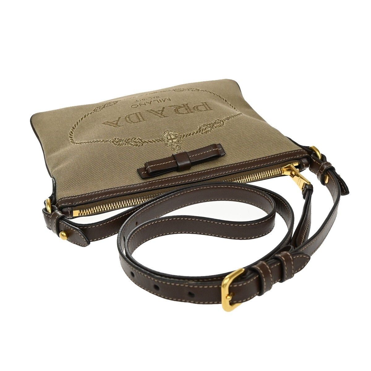 Prada Prada Logo Double Zip Crossbody Bag Canvas Size ONE SIZE - 9 Thumbnail