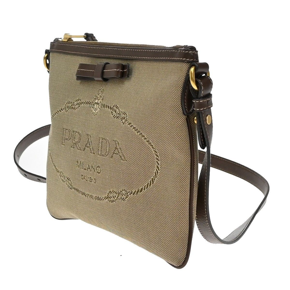 Prada Prada Logo Double Zip Crossbody Bag Canvas Size ONE SIZE - 3 Thumbnail