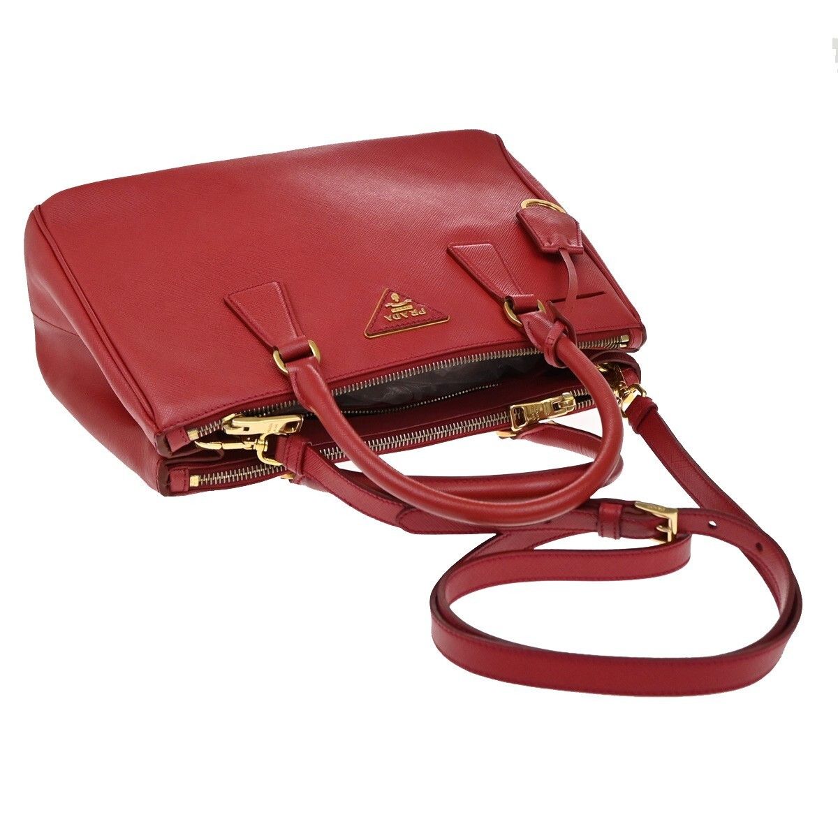 Prada Prada Galleria Double Zip Tote Saffiano Leather Size ONE SIZE - 9 Thumbnail