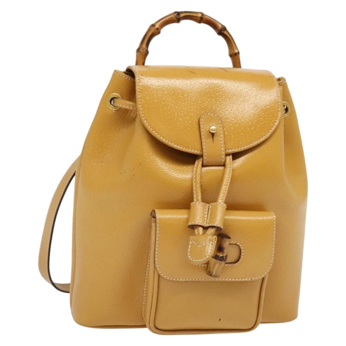 Gucci Gucci Vintage Bamboo Backpack Leather Size ONE SIZE - 19 Thumbnail