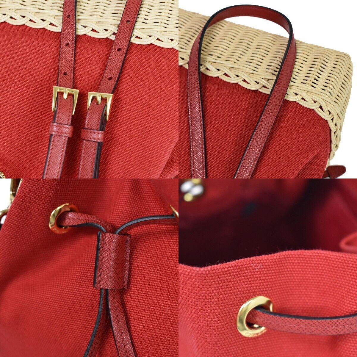 Prada Prada Drawstring Bucket bag Canvas and Wicker Size ONE SIZE - 11 Thumbnail