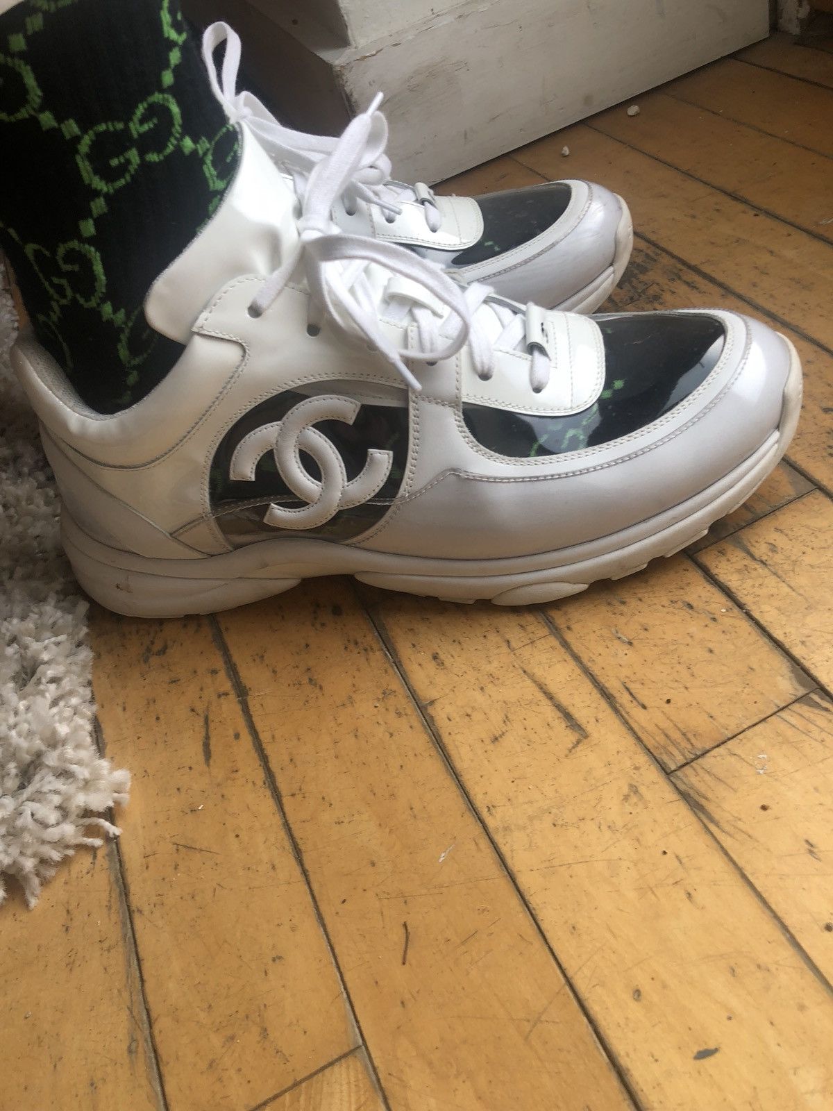White and clear chanel sneakers sales