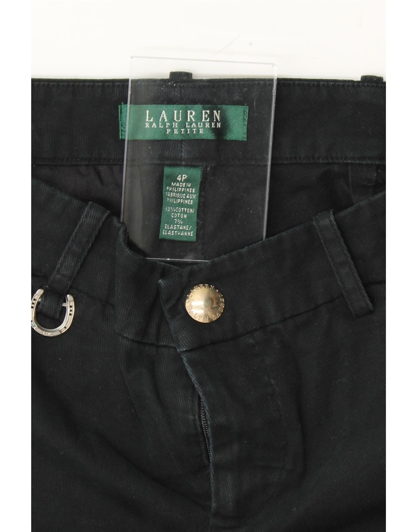 Ralph Lauren Womens Slim Casual Trousers US 4 Small W30 L26 Black Cotton Size 25" / US 0 / IT 36 - 3 Thumbnail