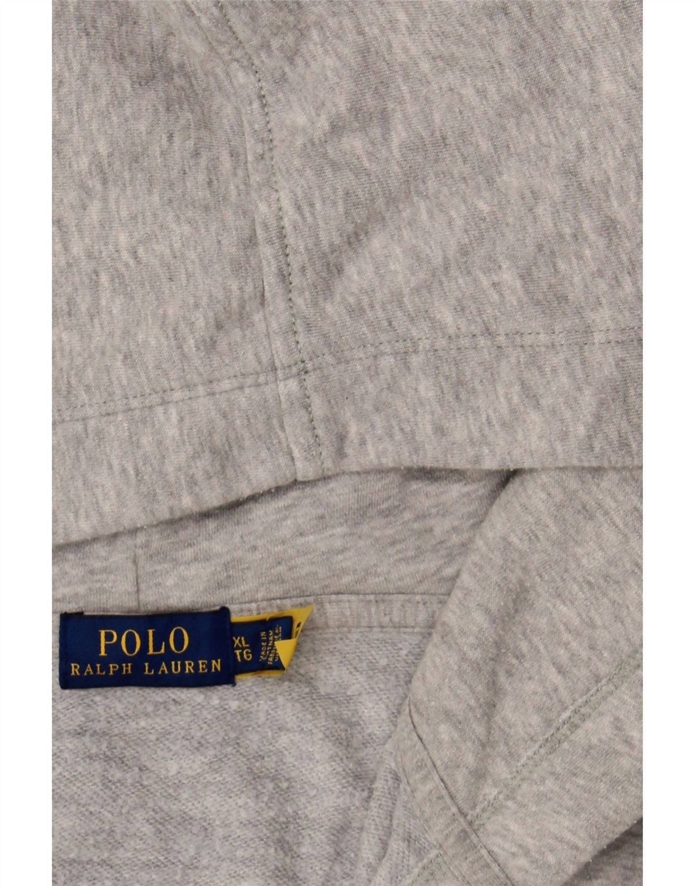 Polo Ralph Lauren Womens Overd Crop Hoodie Jumper UK 18 XL Grey Cotton Size ONE SIZE - 3 Thumbnail