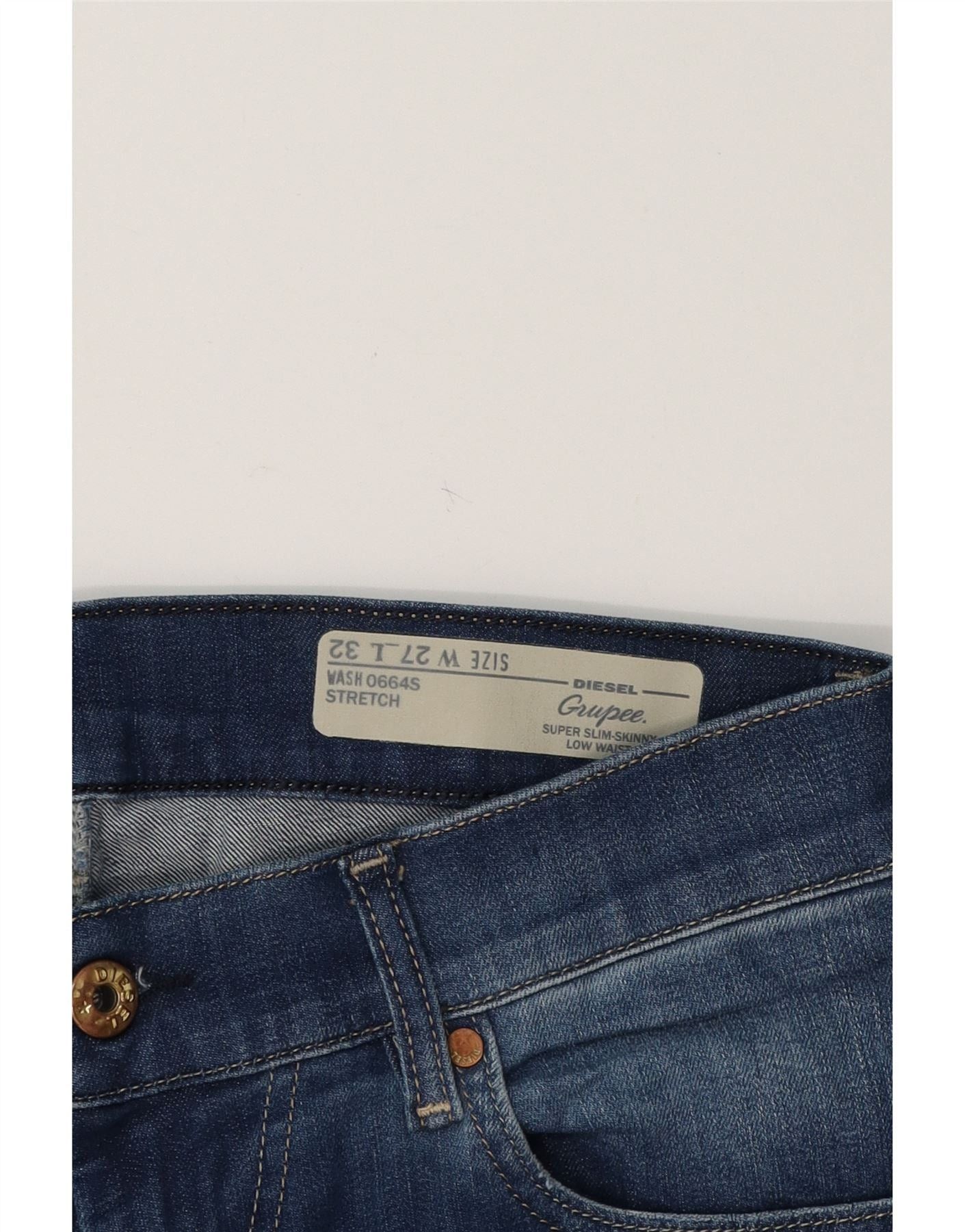 Diesel Womens Grupee Low Waist Super Slim Skinny Jeans W27 L26 Navy Size 42" / US 20 - 3 Thumbnail