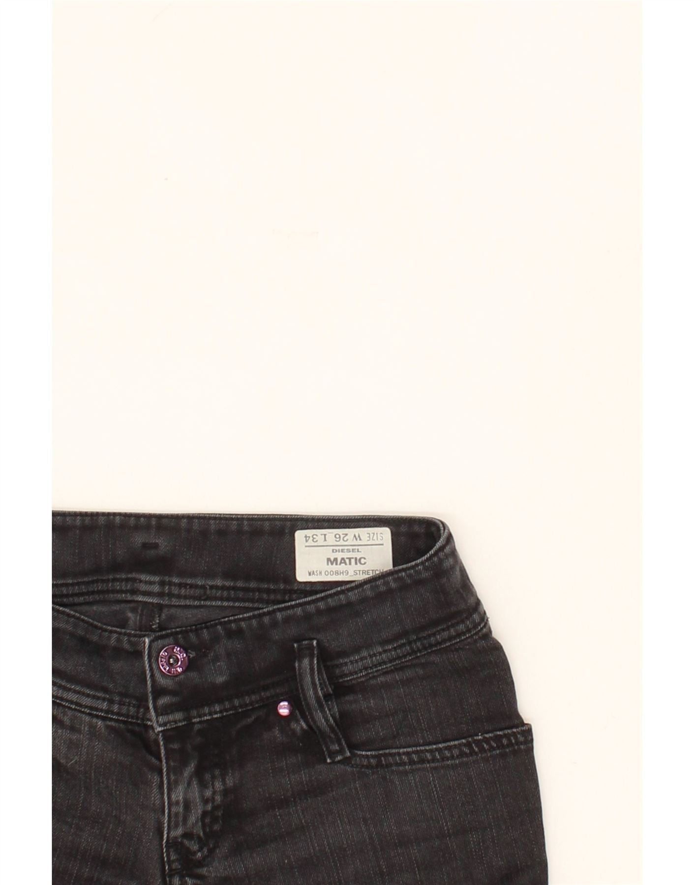 Diesel Womens Matic Tapered Skinny Jeans W26 L34 Black Cotton Size 42" / US 20 - 3 Thumbnail
