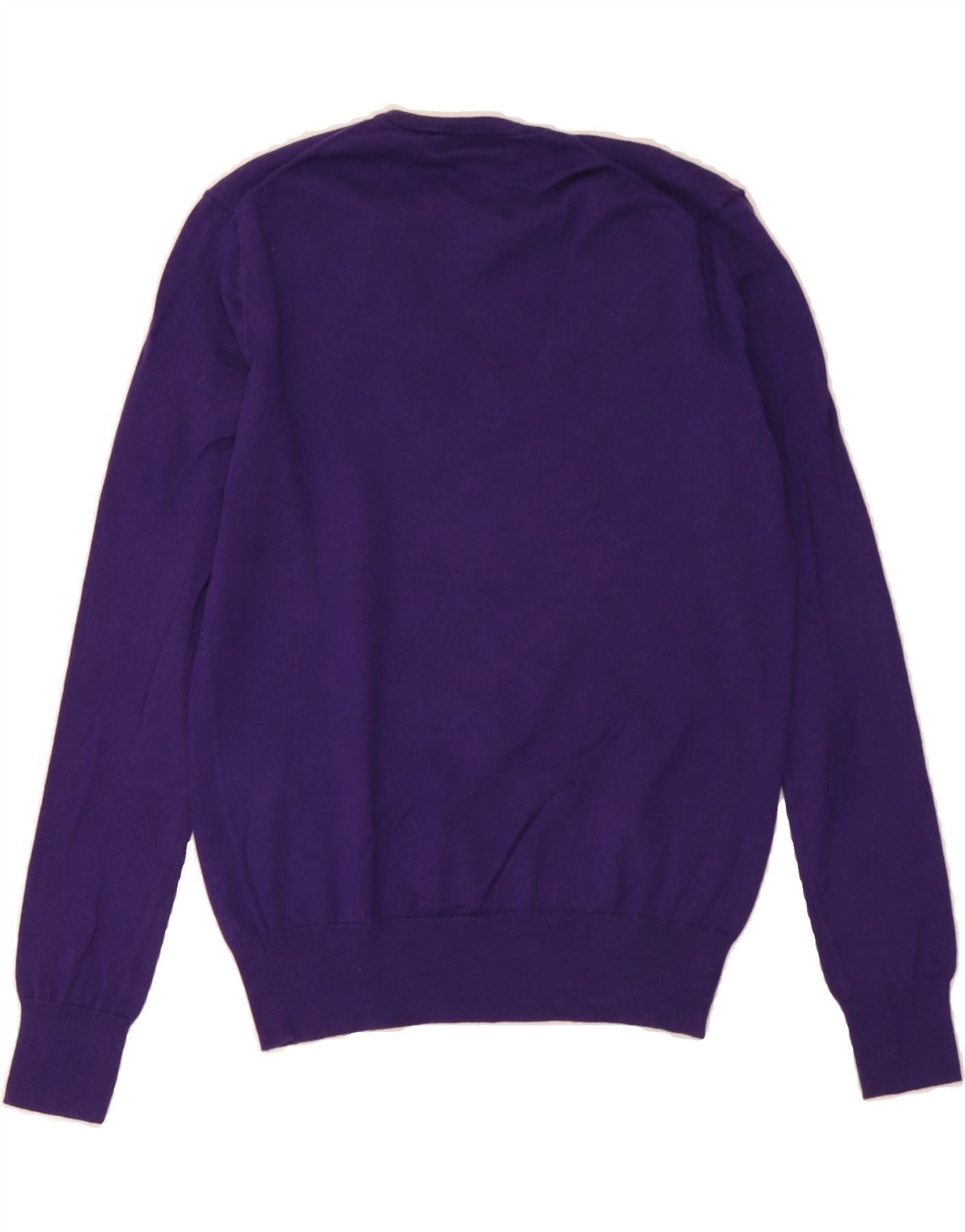 Polo Ralph Lauren Womens V-Neck Jumper Sweater UK 10 Small Purple Cotton Size S / US 4 / IT 40 - 2 Thumbnail