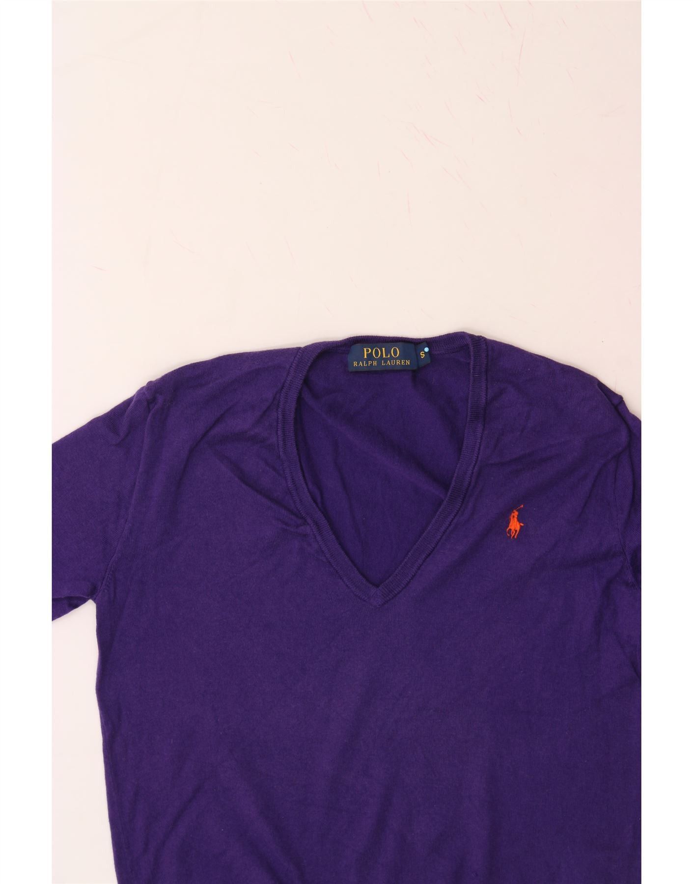 Polo Ralph Lauren Womens V-Neck Jumper Sweater UK 10 Small Purple Cotton Size S / US 4 / IT 40 - 4 Thumbnail