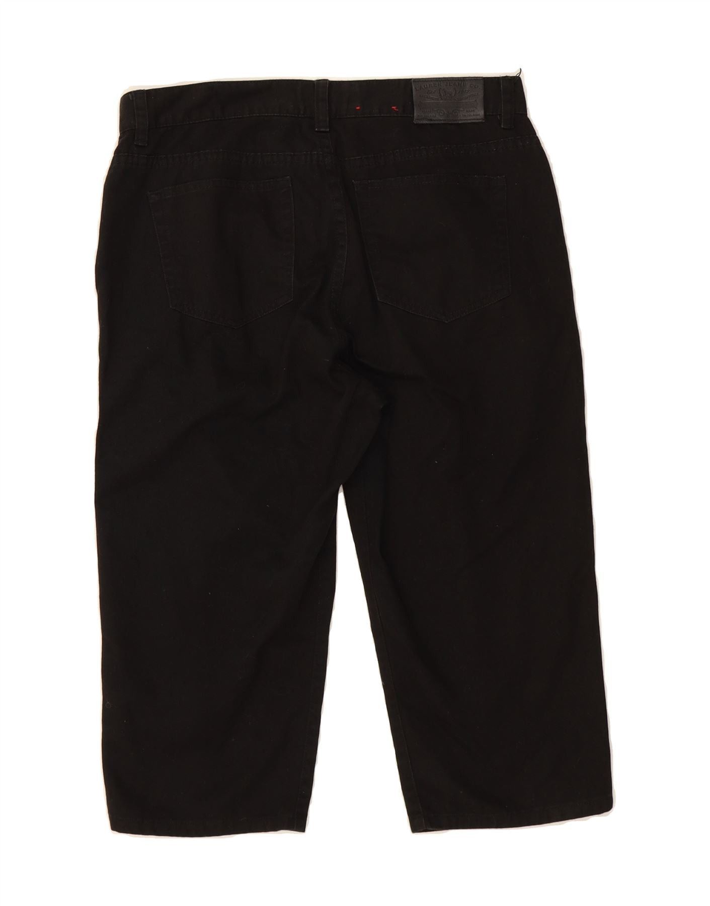 Ralph Lauren Womens Petite Capri Trousers US 10 Large W32 L19 Black Cotto Size 28" / US 6 / IT 42 - 2 Thumbnail