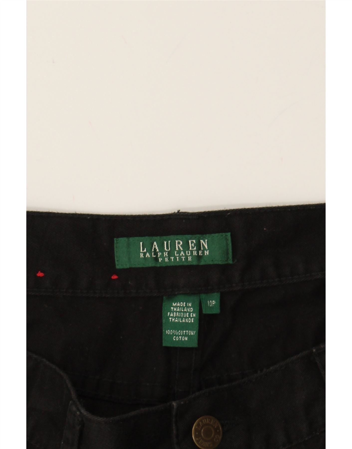 Ralph Lauren Womens Petite Capri Trousers US 10 Large W32 L19 Black Cotto Size 28" / US 6 / IT 42 - 3 Thumbnail