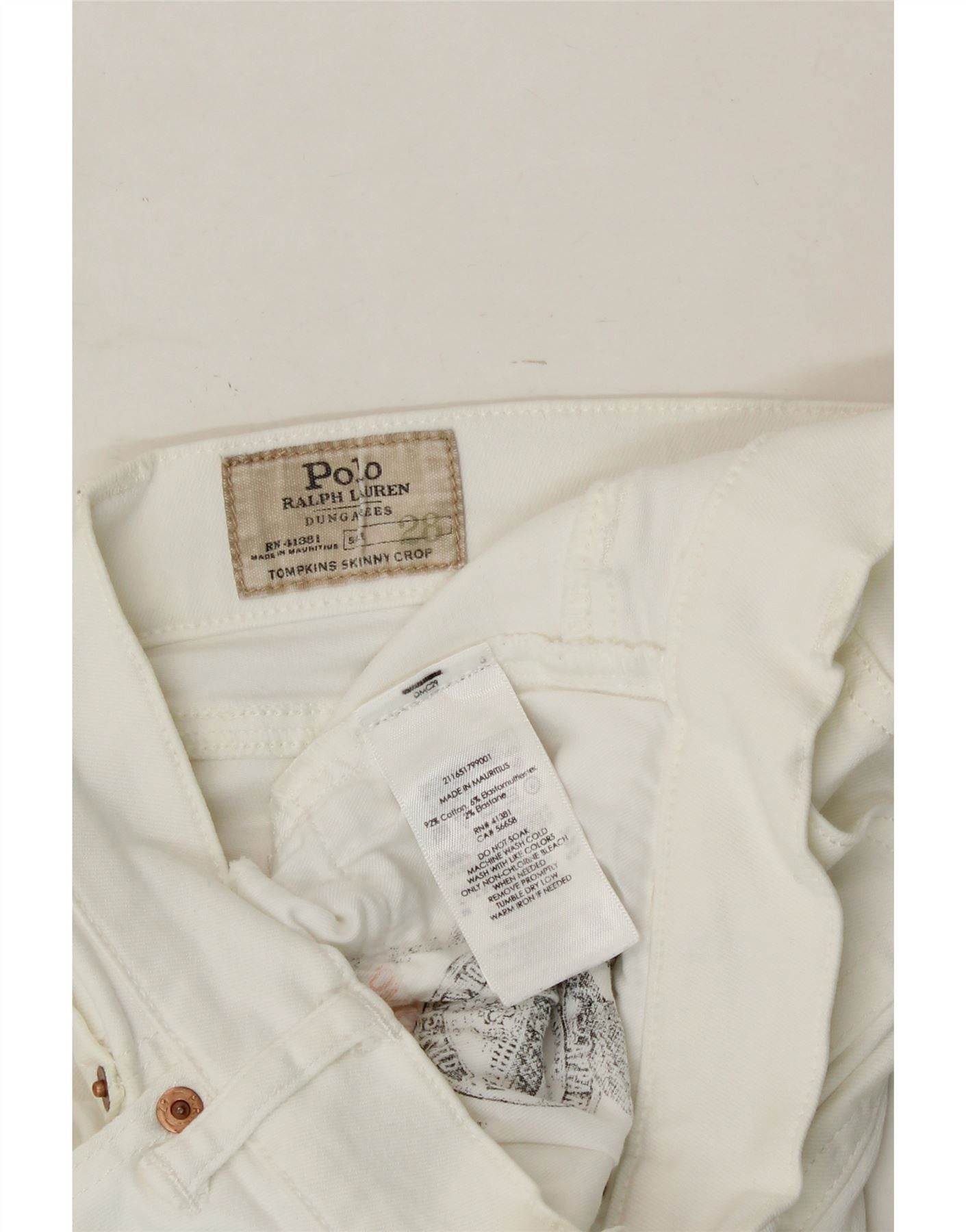 Polo Ralph Lauren Womens Tompkins Crop Skinny Jeans W28 L26 White Cotton Size 24" / US 00 / IT 34 - 4 Thumbnail