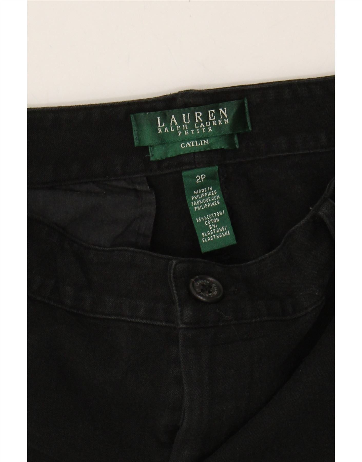 Ralph Lauren Womens Petite Straight Casual Trousers US 2 XS W27 L26 Black Size 24" / US 00 / IT 34 - 3 Thumbnail