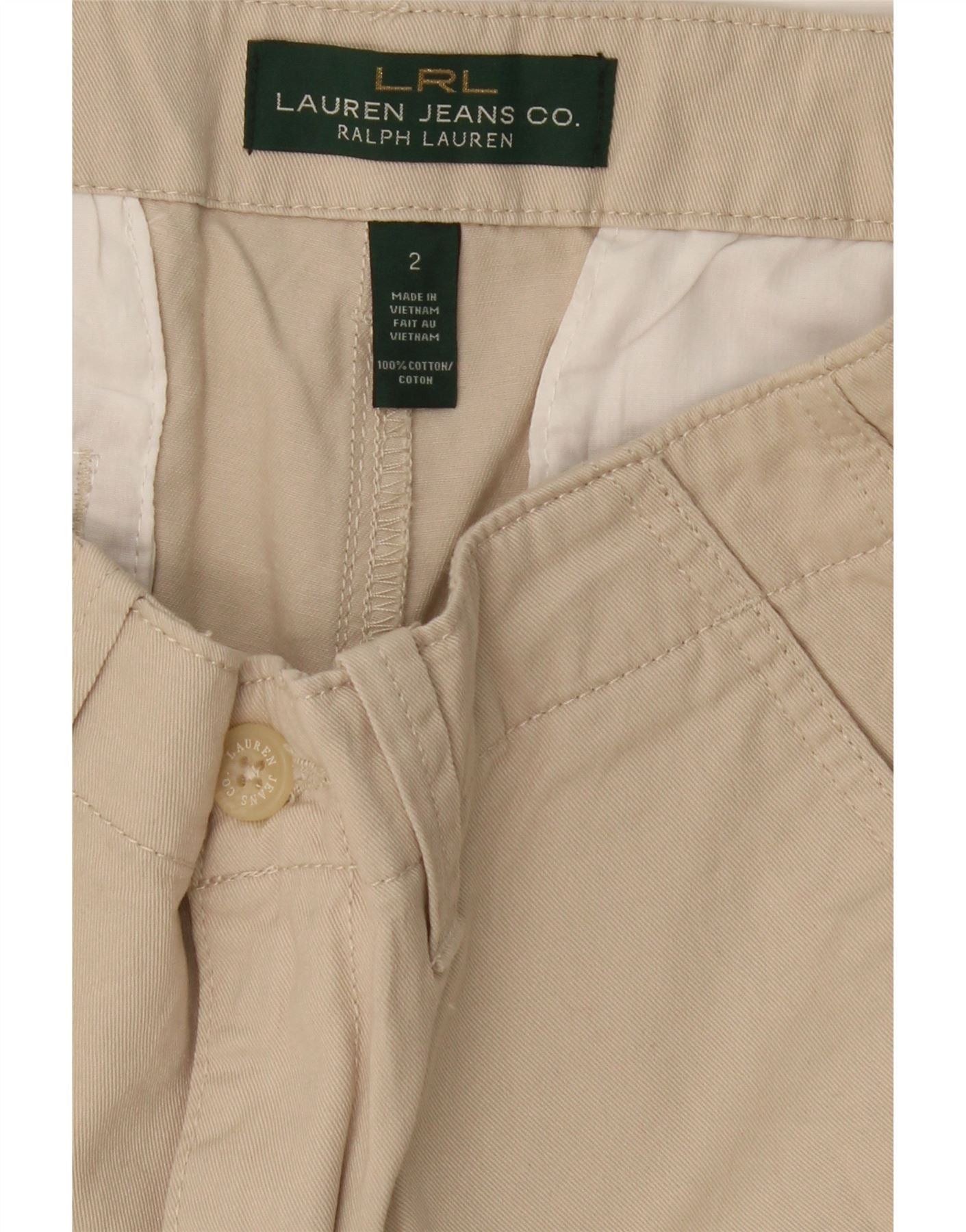 Ralph Lauren Womens Chino Shorts US 2 XS W30 Beige Cotton Size 24" / US 00 / IT 34 - 3 Thumbnail