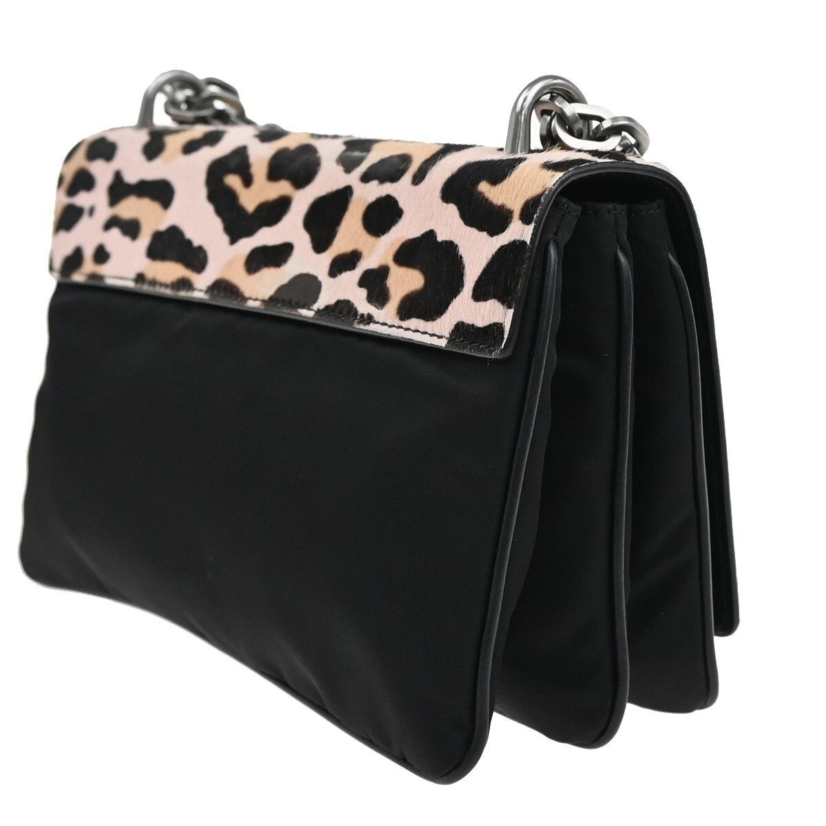 Prada Prada Chain Flap Shoulder Bag Pony Hair and Nylon Size ONE SIZE - 4 Thumbnail
