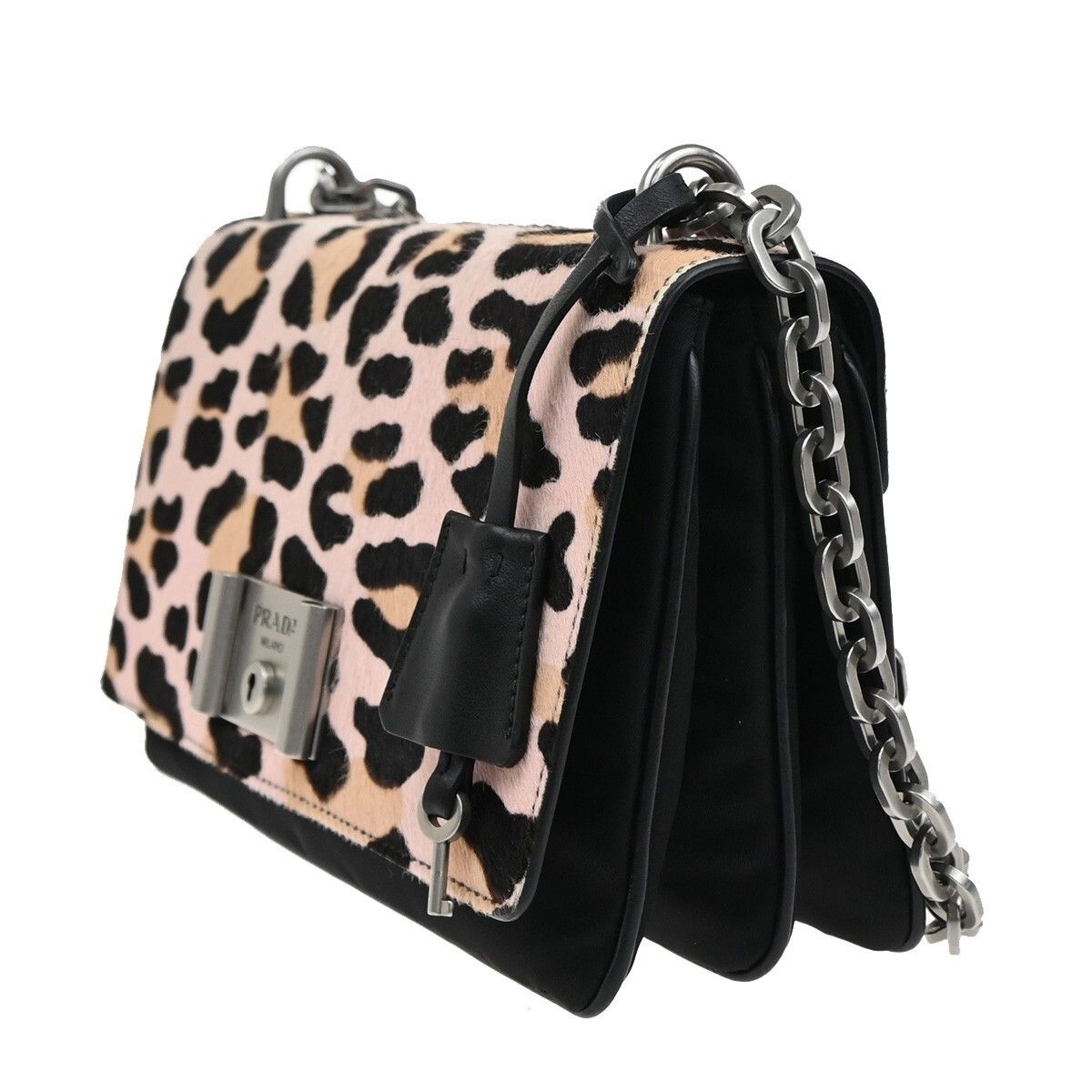 Prada Prada Chain Flap Shoulder Bag Pony Hair and Nylon Size ONE SIZE - 3 Thumbnail