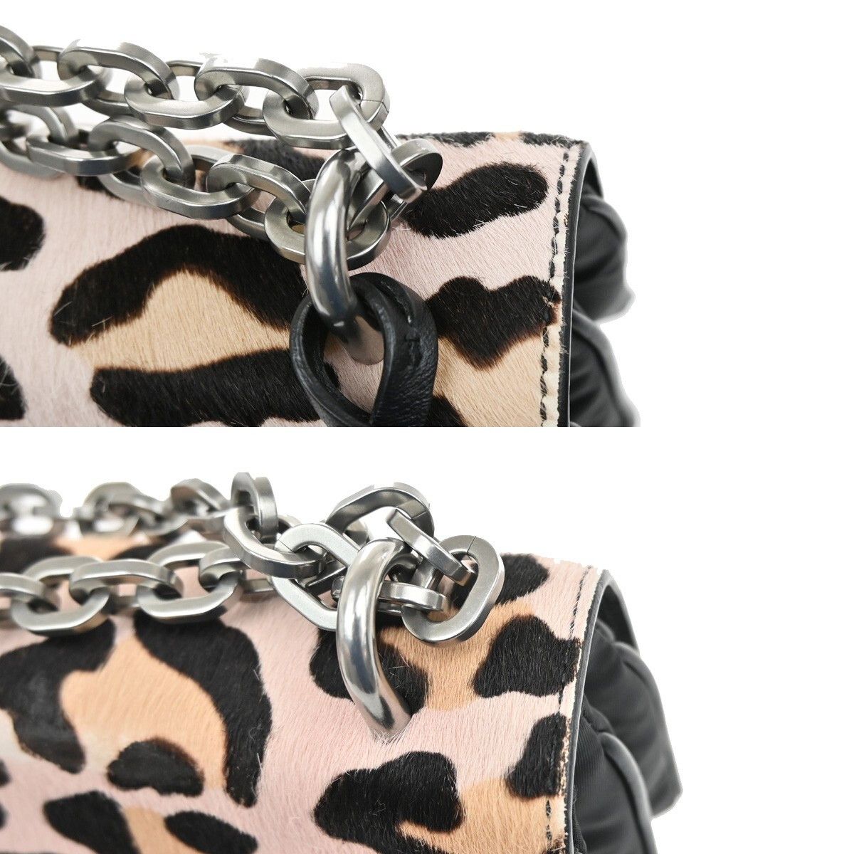 Prada Prada Chain Flap Shoulder Bag Pony Hair and Nylon Size ONE SIZE - 12 Thumbnail