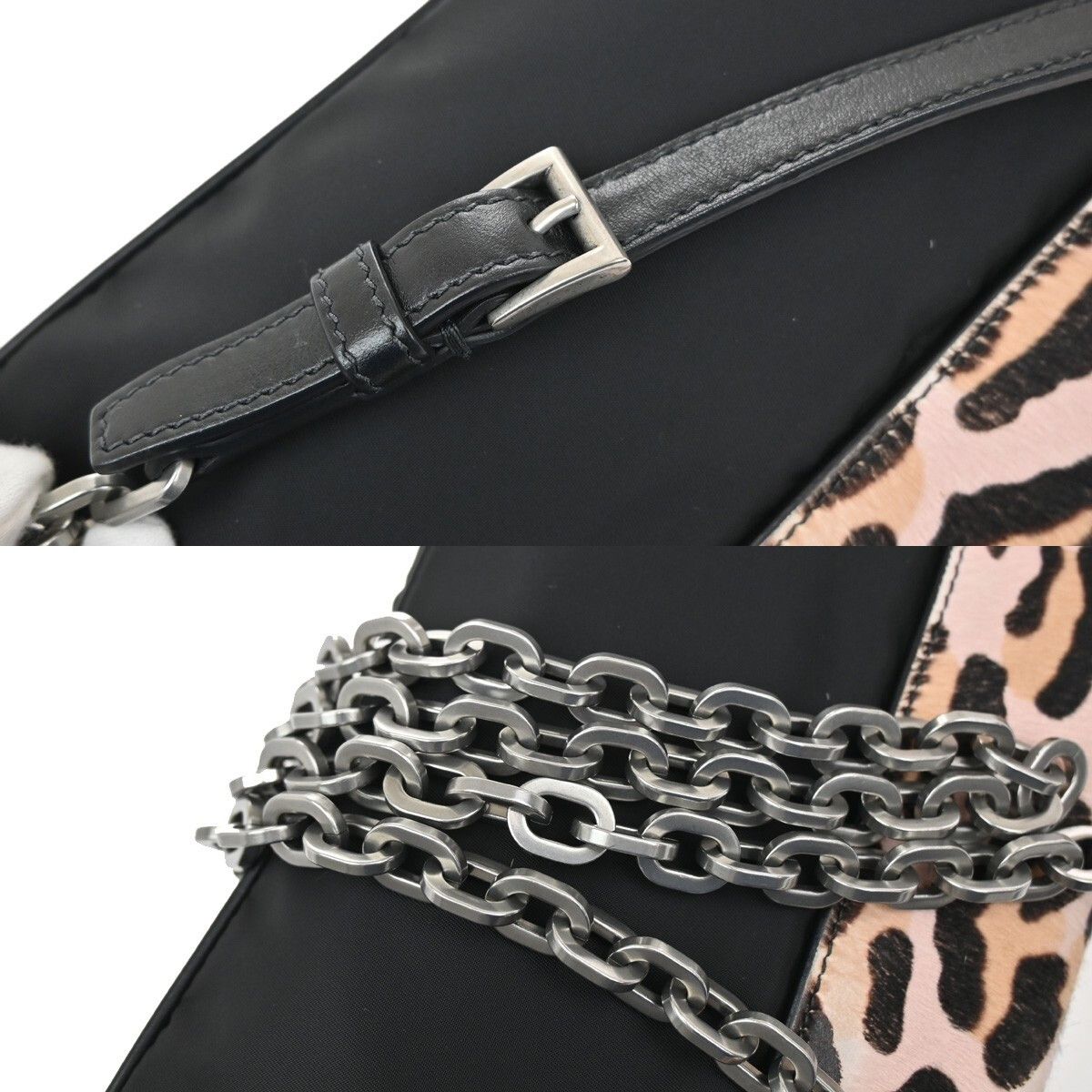 Prada Prada Chain Flap Shoulder Bag Pony Hair and Nylon Size ONE SIZE - 11 Thumbnail