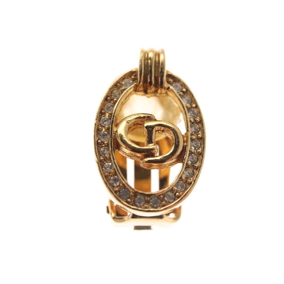 Dior Christian Dior Petite CD Round Earrings Metal and Crystals Size ONE SIZE - 2 Thumbnail