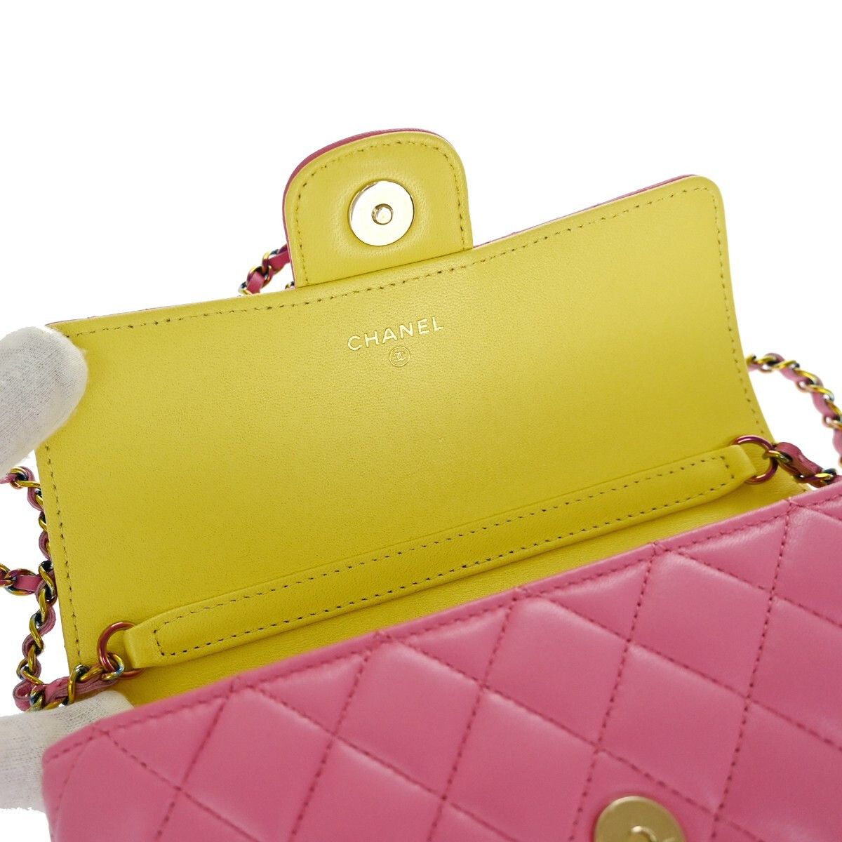 Chanel Chanel Classic Sunglasses Case with Chain Quilted Lambskin with Rainbow Hardware Size ONE SIZE - 6 Thumbnail