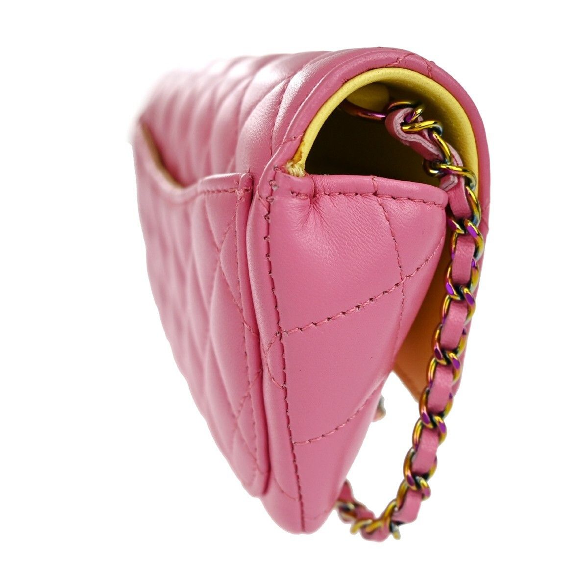 Chanel Chanel Classic Sunglasses Case with Chain Quilted Lambskin with Rainbow Hardware Size ONE SIZE - 4 Thumbnail