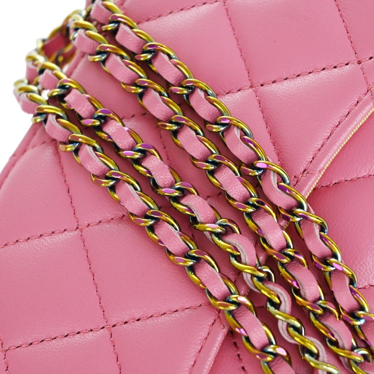 Chanel Chanel Classic Sunglasses Case with Chain Quilted Lambskin with Rainbow Hardware Size ONE SIZE - 10 Thumbnail