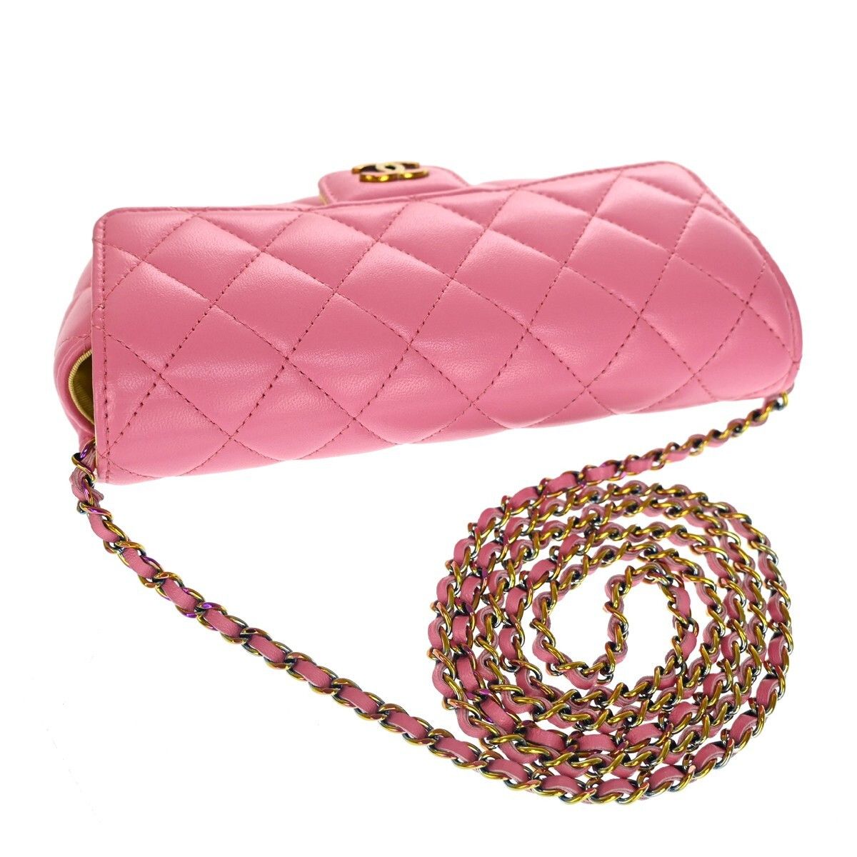 Chanel Chanel Classic Sunglasses Case with Chain Quilted Lambskin with Rainbow Hardware Size ONE SIZE - 8 Thumbnail