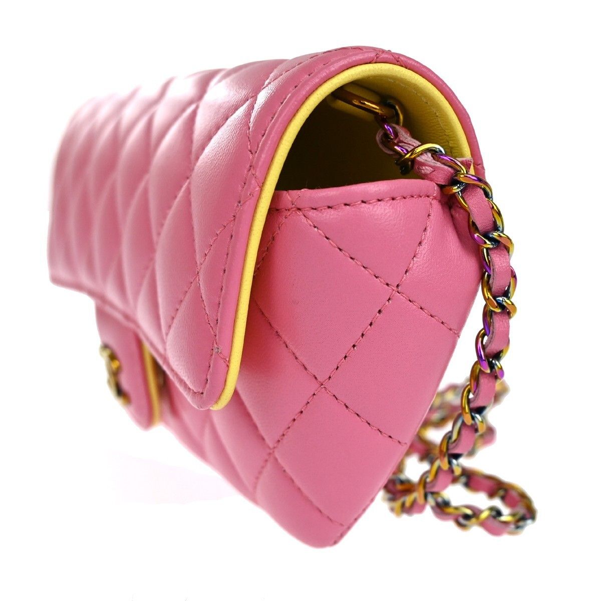 Chanel Chanel Classic Sunglasses Case with Chain Quilted Lambskin with Rainbow Hardware Size ONE SIZE - 3 Thumbnail
