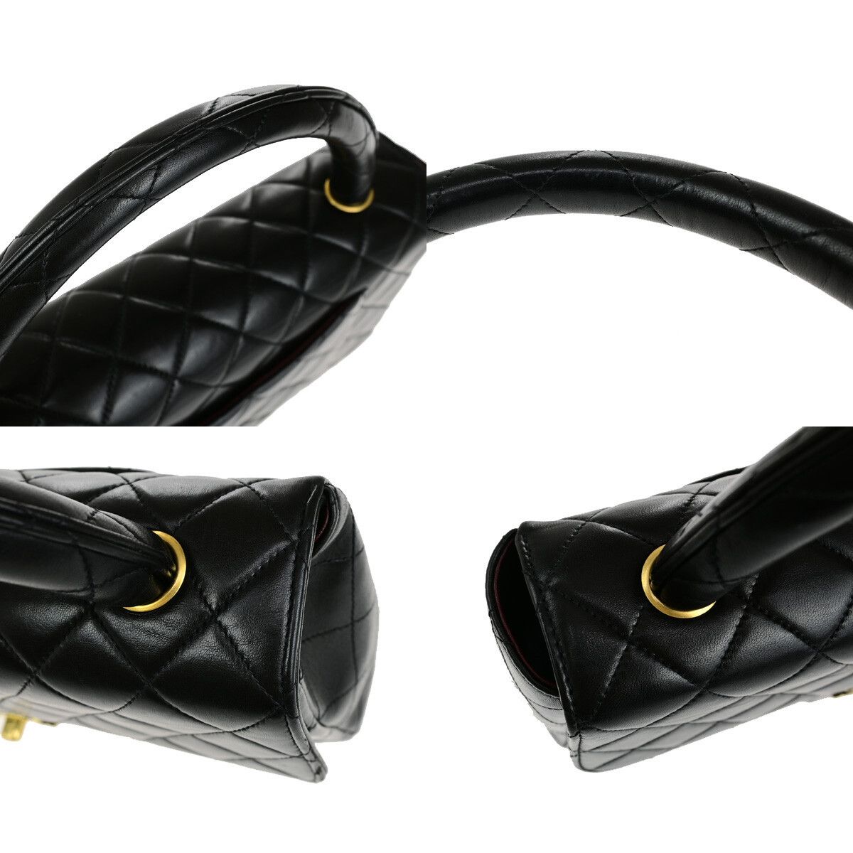 Chanel Chanel Vintage Twin Top Handle Flap Bag Quilted Lambskin Size ONE SIZE - 8 Thumbnail