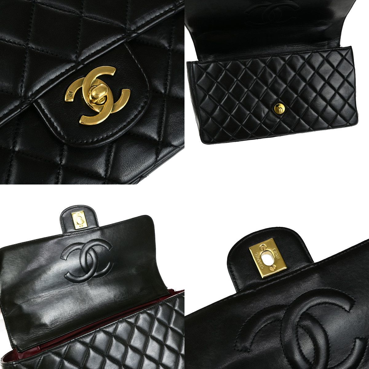 Chanel Chanel Vintage Twin Top Handle Flap Bag Quilted Lambskin Size ONE SIZE - 9 Thumbnail