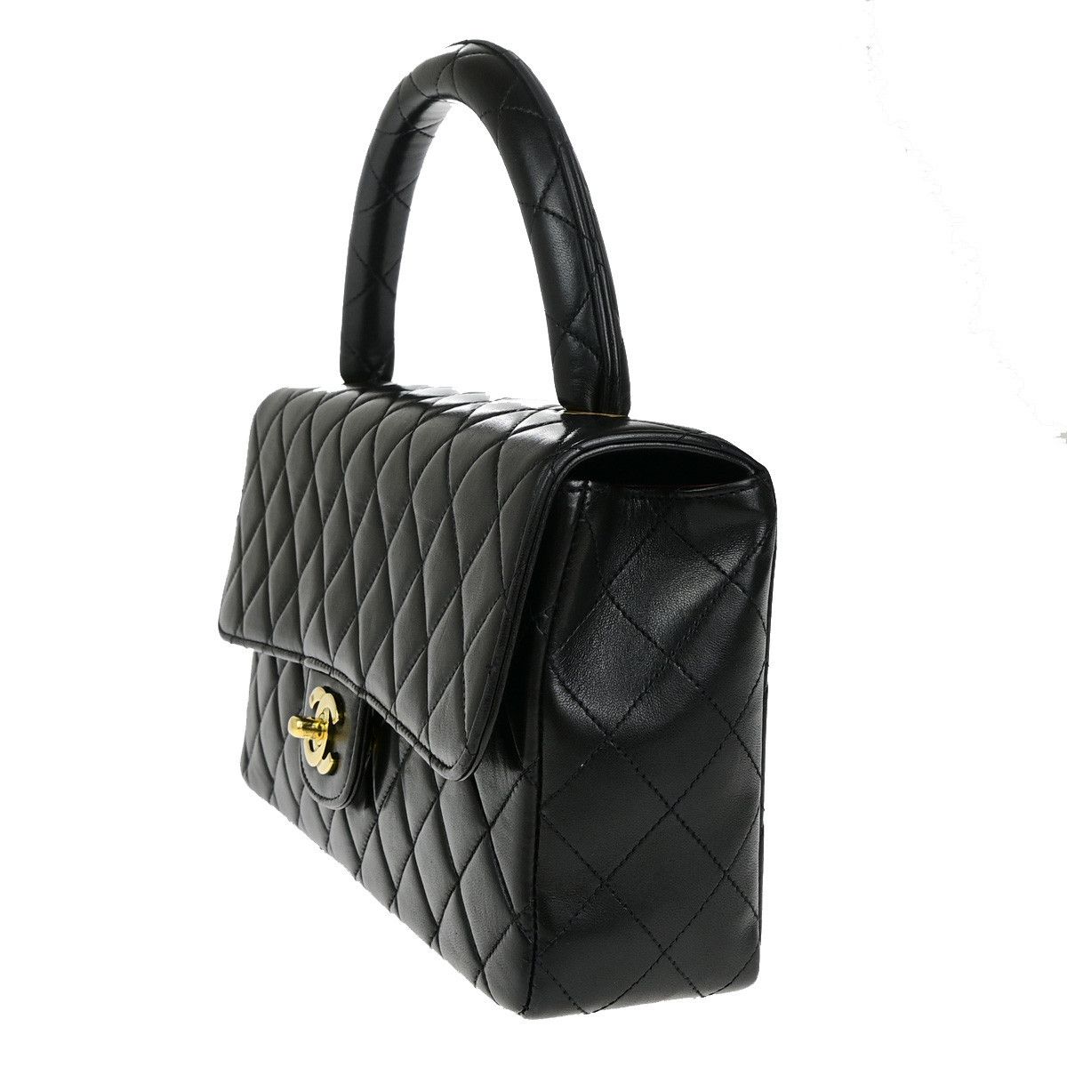 Chanel Chanel Vintage Twin Top Handle Flap Bag Quilted Lambskin Size ONE SIZE - 2 Thumbnail