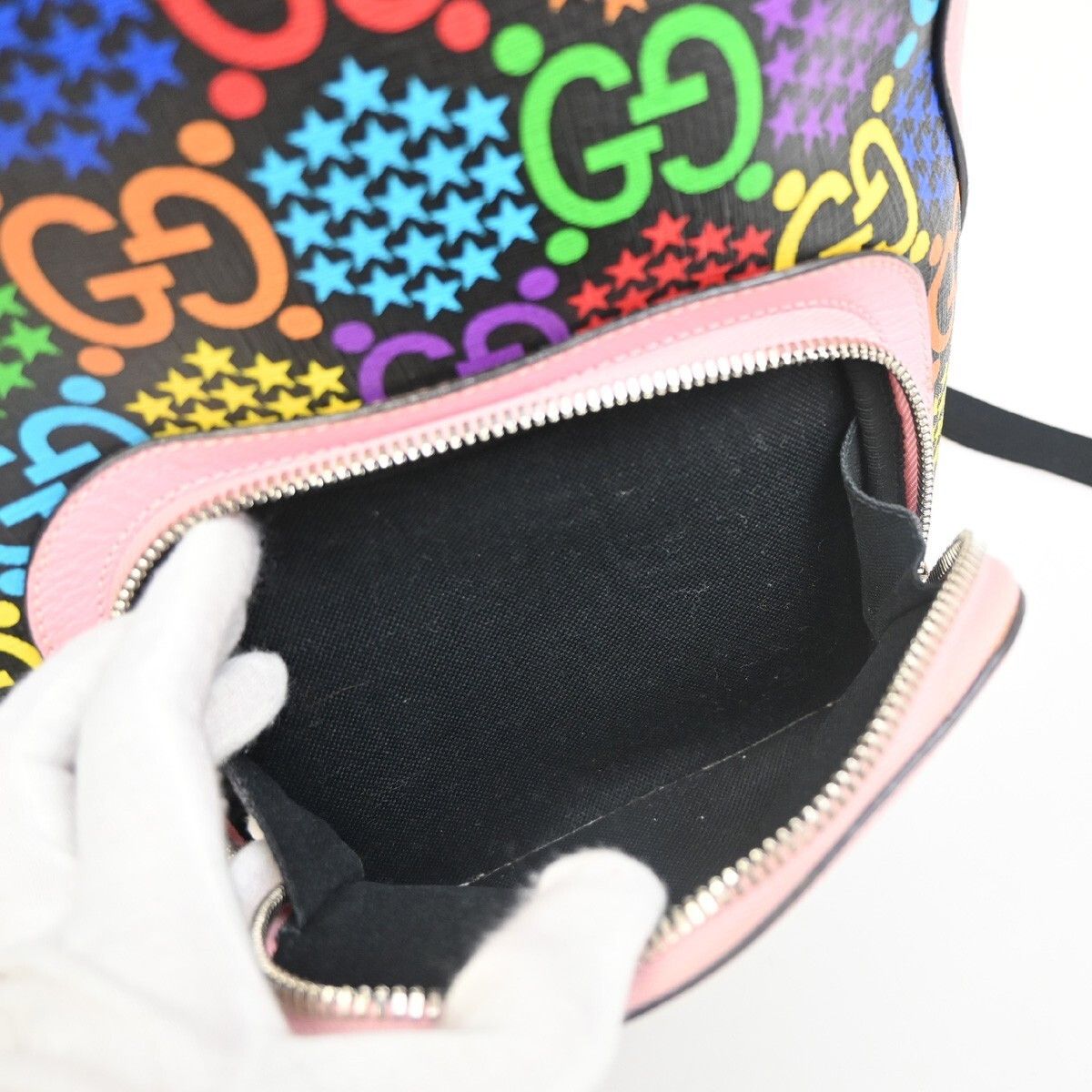 Gucci Gucci Zip Pocket Backpack Psychedelic Print GG Coated Canvas Size ONE SIZE - 13 Thumbnail