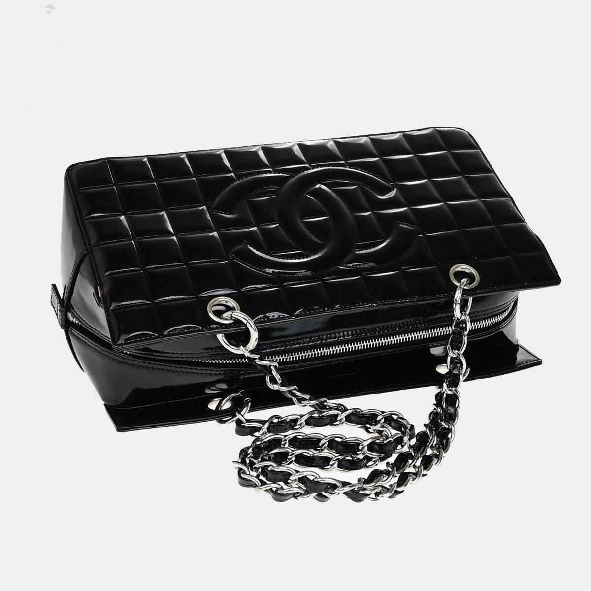 Chanel Chanel Chocolate Bar CC Zip Tote Quilted Patent Size ONE SIZE - 8 Thumbnail