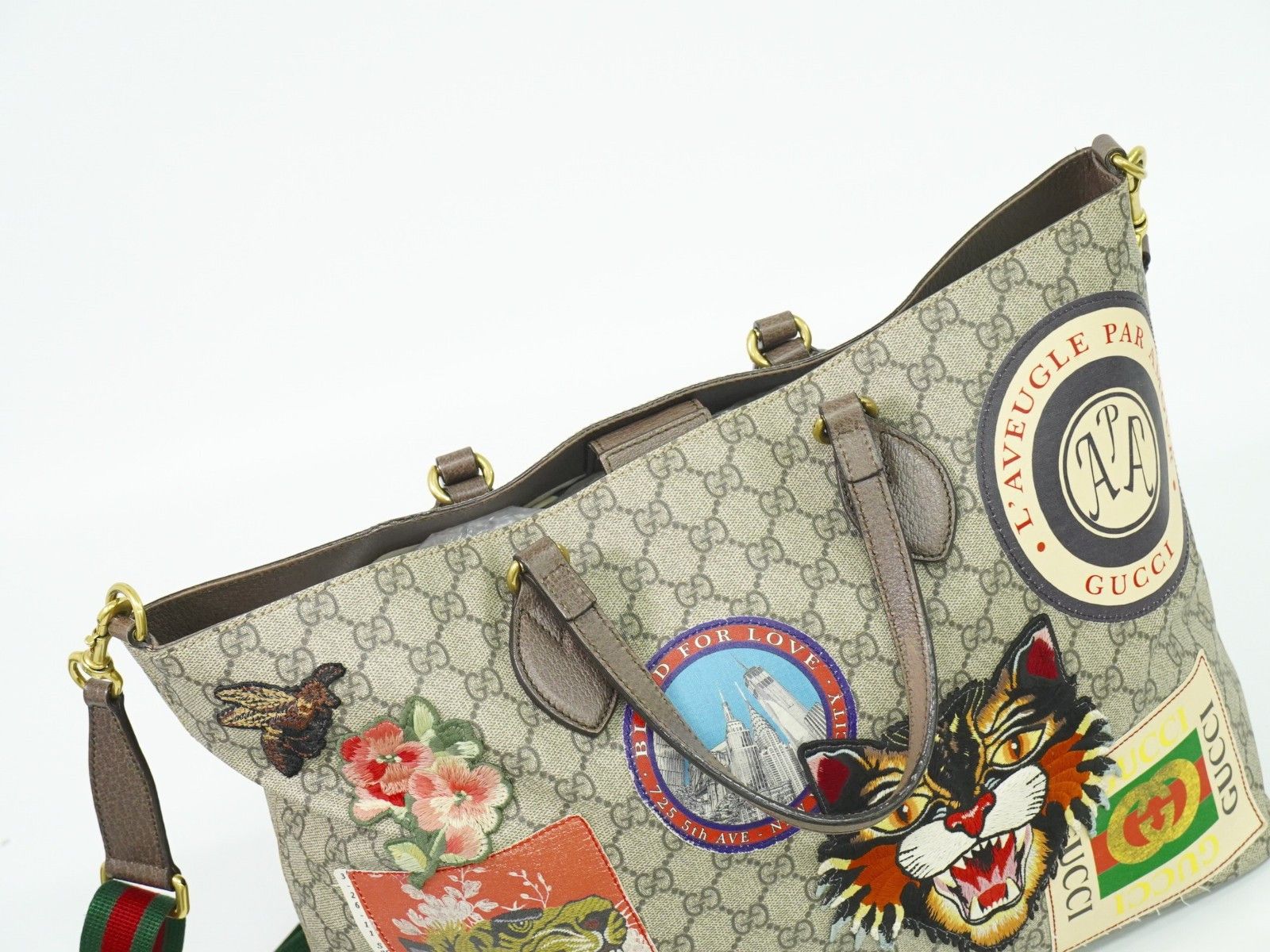 Gucci Gucci Courrier Convertible Soft Open Tote GG Coated Canvas with Applique Size ONE SIZE - 13 Thumbnail