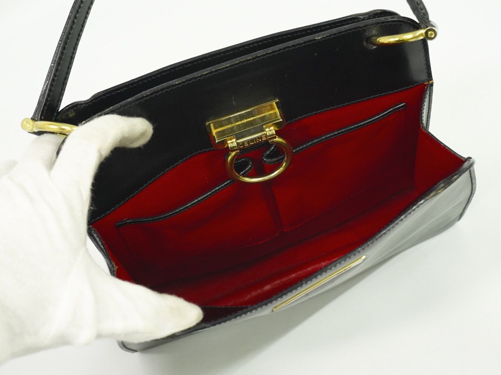 Celine Celine Gancini Handbag Leather Size ONE SIZE - 3 Thumbnail