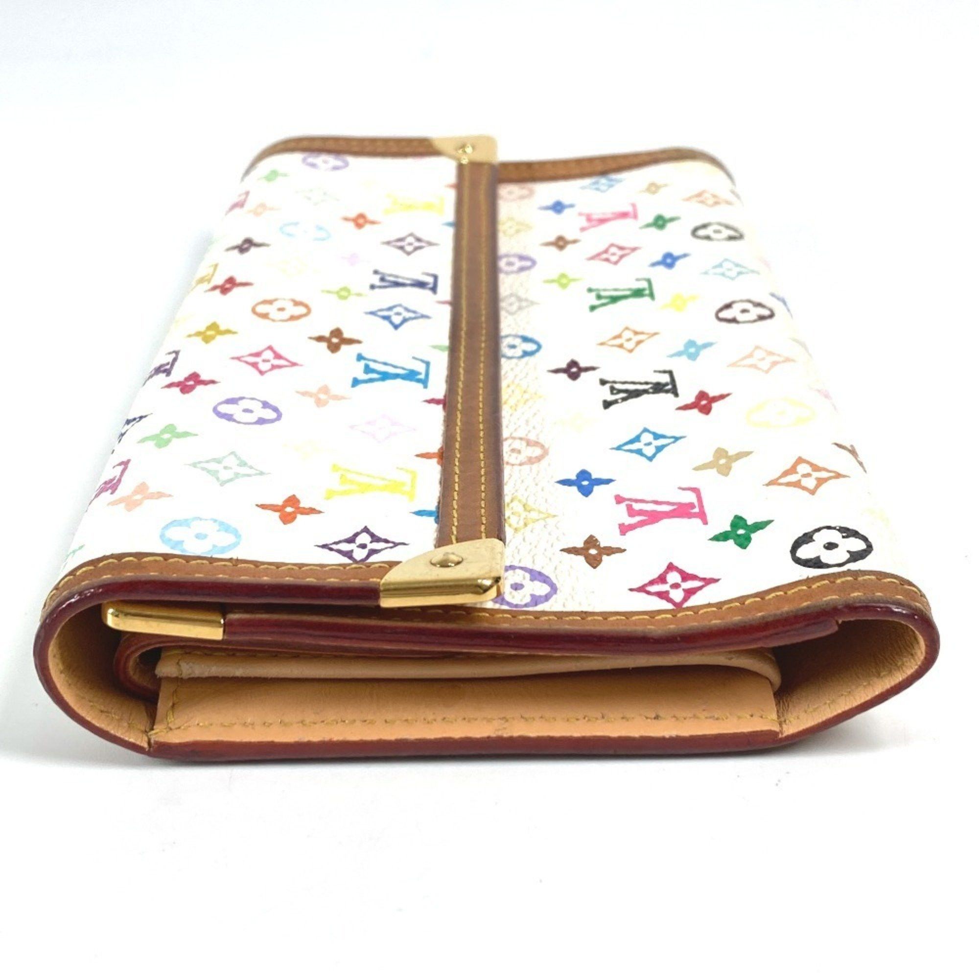 Louis Vuitton LOUIS VUITTON M92659 Monogram Multicolore Porte Tresor International Flap Trifold Wallet in Canvas, Women's, Blanc White Size ONE SIZE - 4 Thumbnail