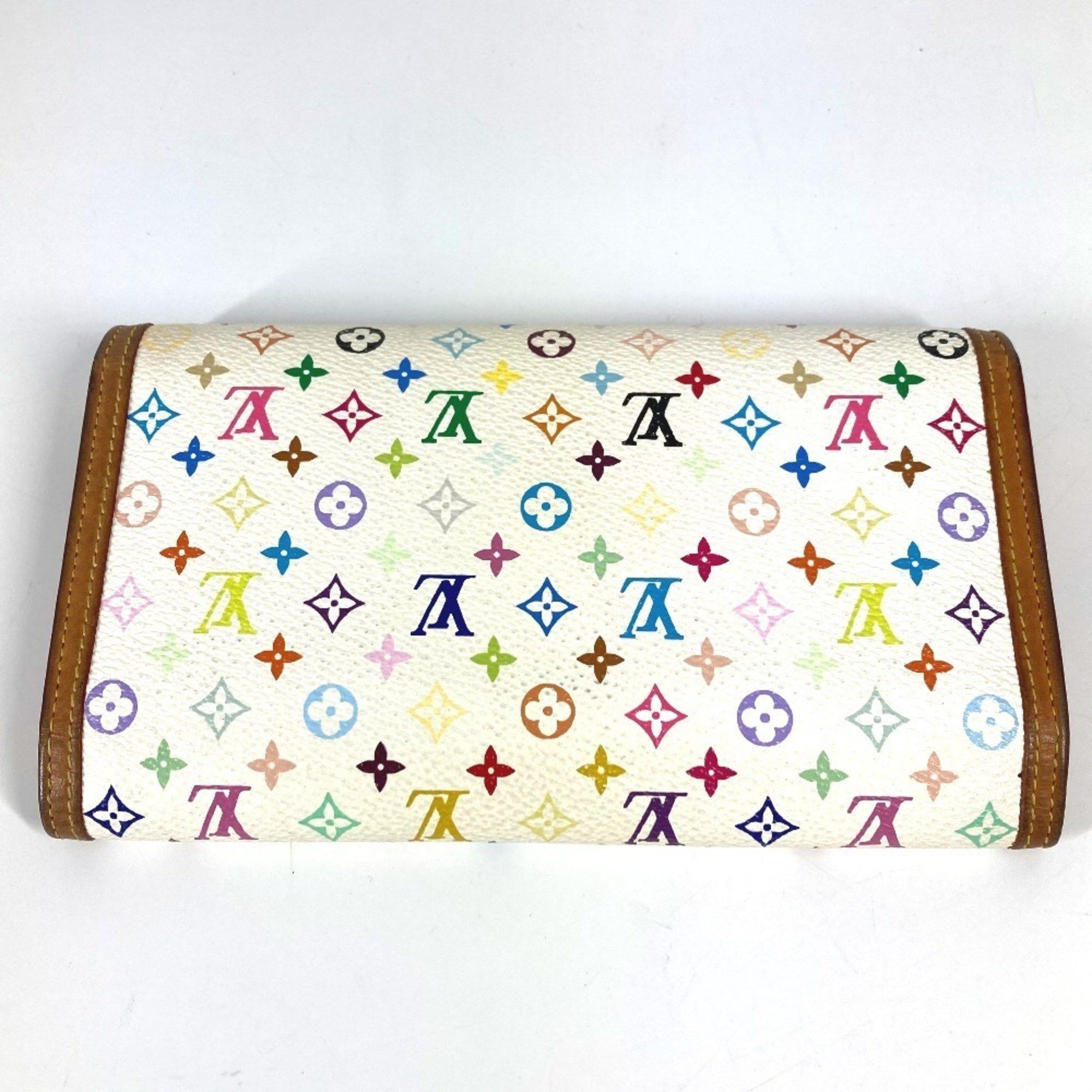 Louis Vuitton LOUIS VUITTON M92659 Monogram Multicolore Porte Tresor International Flap Trifold Wallet in Canvas, Women's, Blanc White Size ONE SIZE - 2 Thumbnail