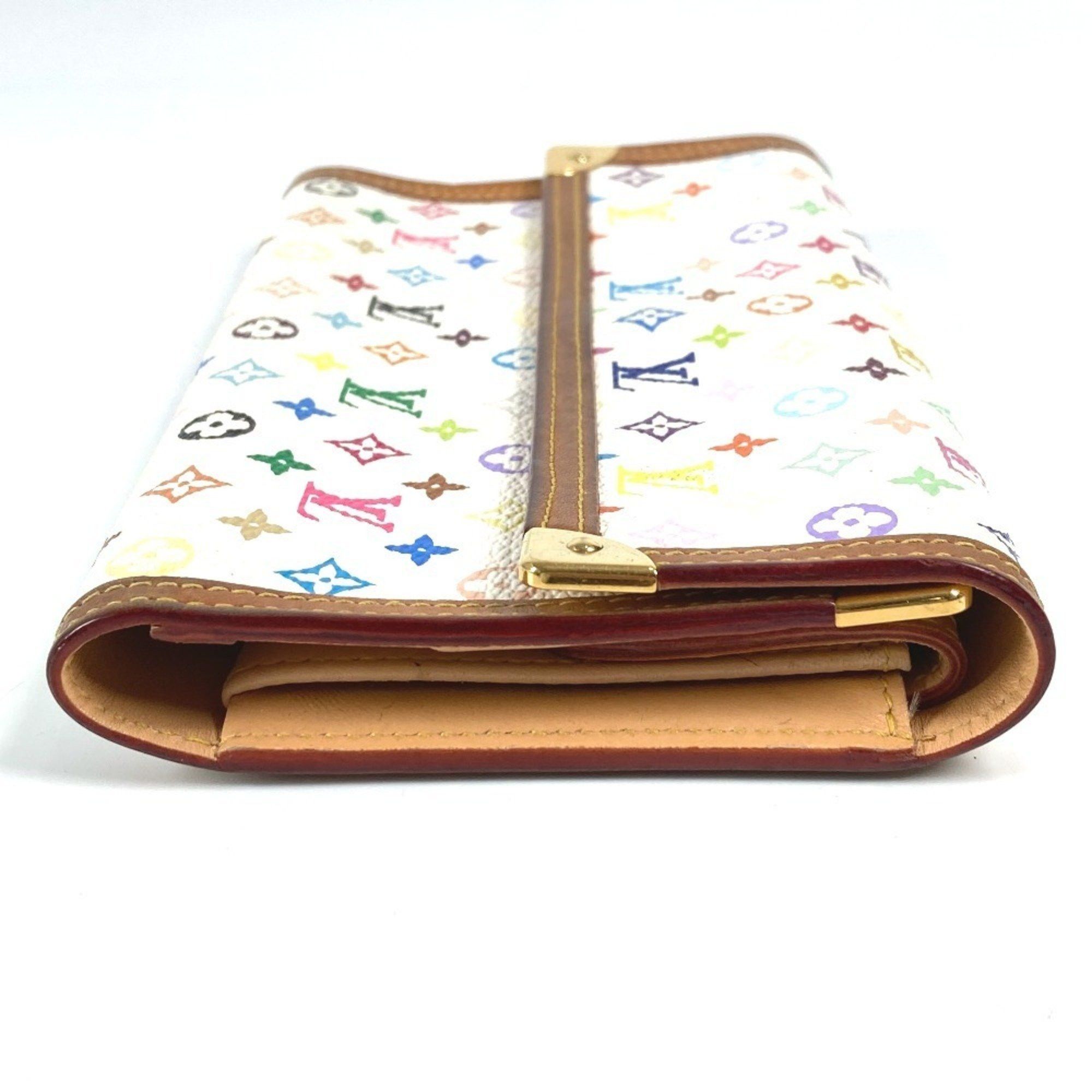 Louis Vuitton LOUIS VUITTON M92659 Monogram Multicolore Porte Tresor International Flap Trifold Wallet in Canvas, Women's, Blanc White Size ONE SIZE - 3 Thumbnail