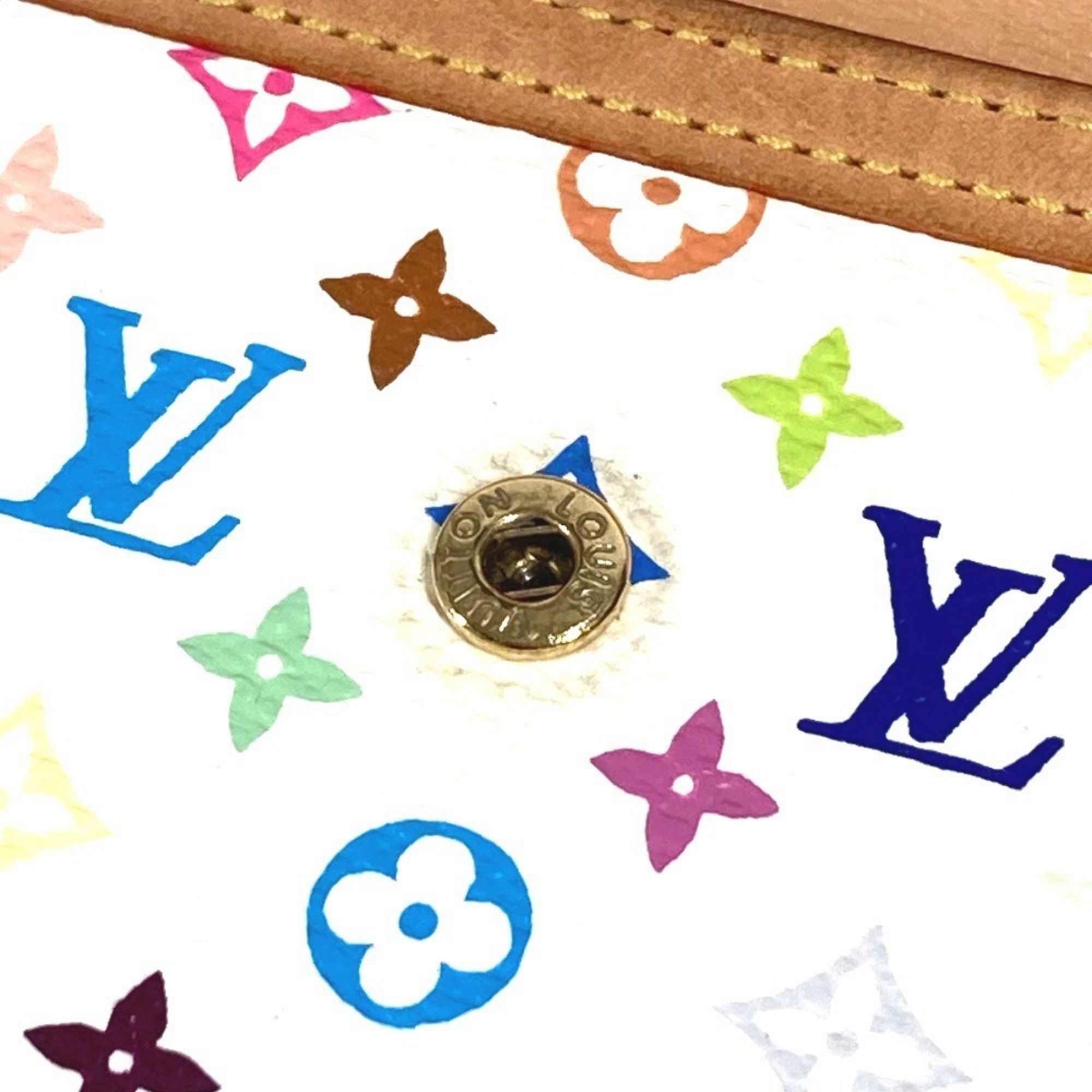Louis Vuitton LOUIS VUITTON M92659 Monogram Multicolore Porte Tresor International Flap Trifold Wallet in Canvas, Women's, Blanc White Size ONE SIZE - 17 Thumbnail
