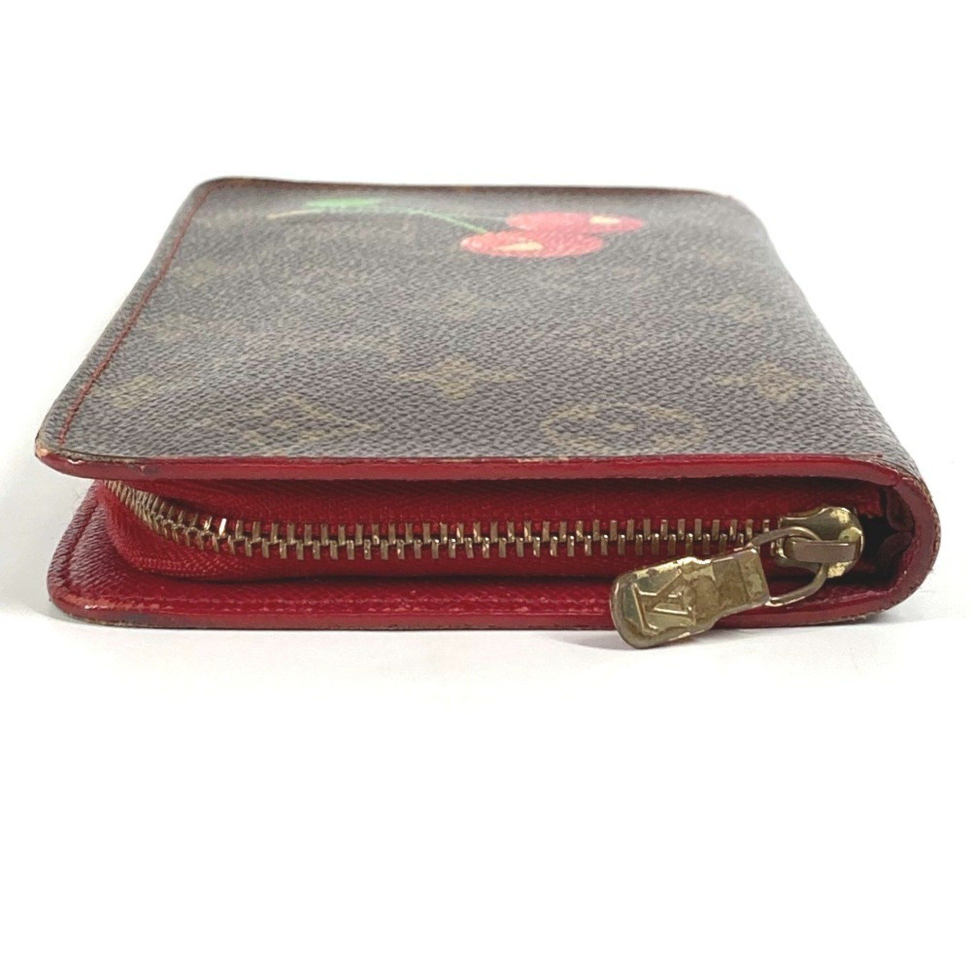 Louis Vuitton LOUIS VUITTON M95006 Monogram Cherry Porte-Monnaie Zip-Around Long Wallet in Canvas, Brown, Women's, by Takashi Murakami Size ONE SIZE - 4 Thumbnail