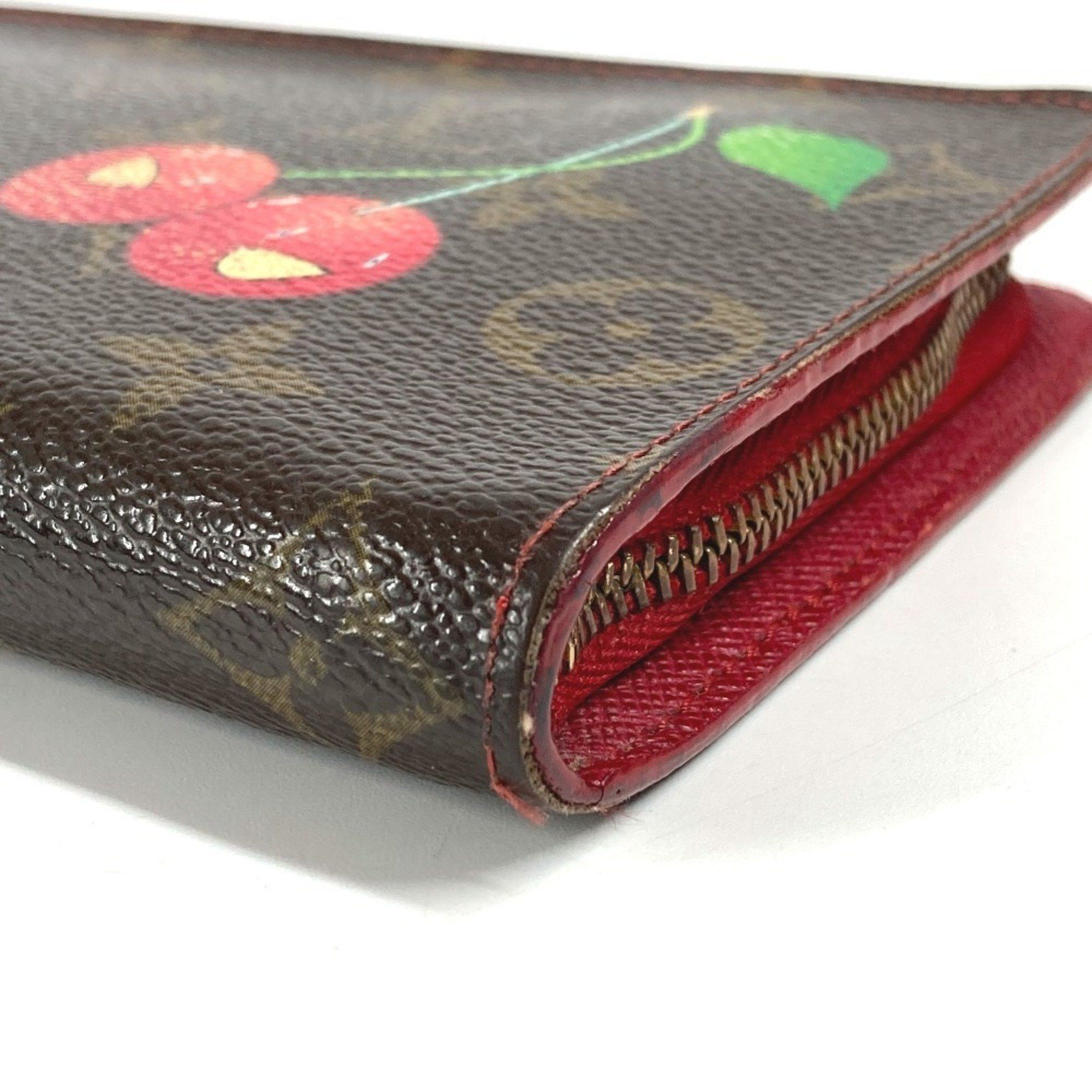 Louis Vuitton LOUIS VUITTON M95006 Monogram Cherry Porte-Monnaie Zip-Around Long Wallet in Canvas, Brown, Women's, by Takashi Murakami Size ONE SIZE - 5 Thumbnail