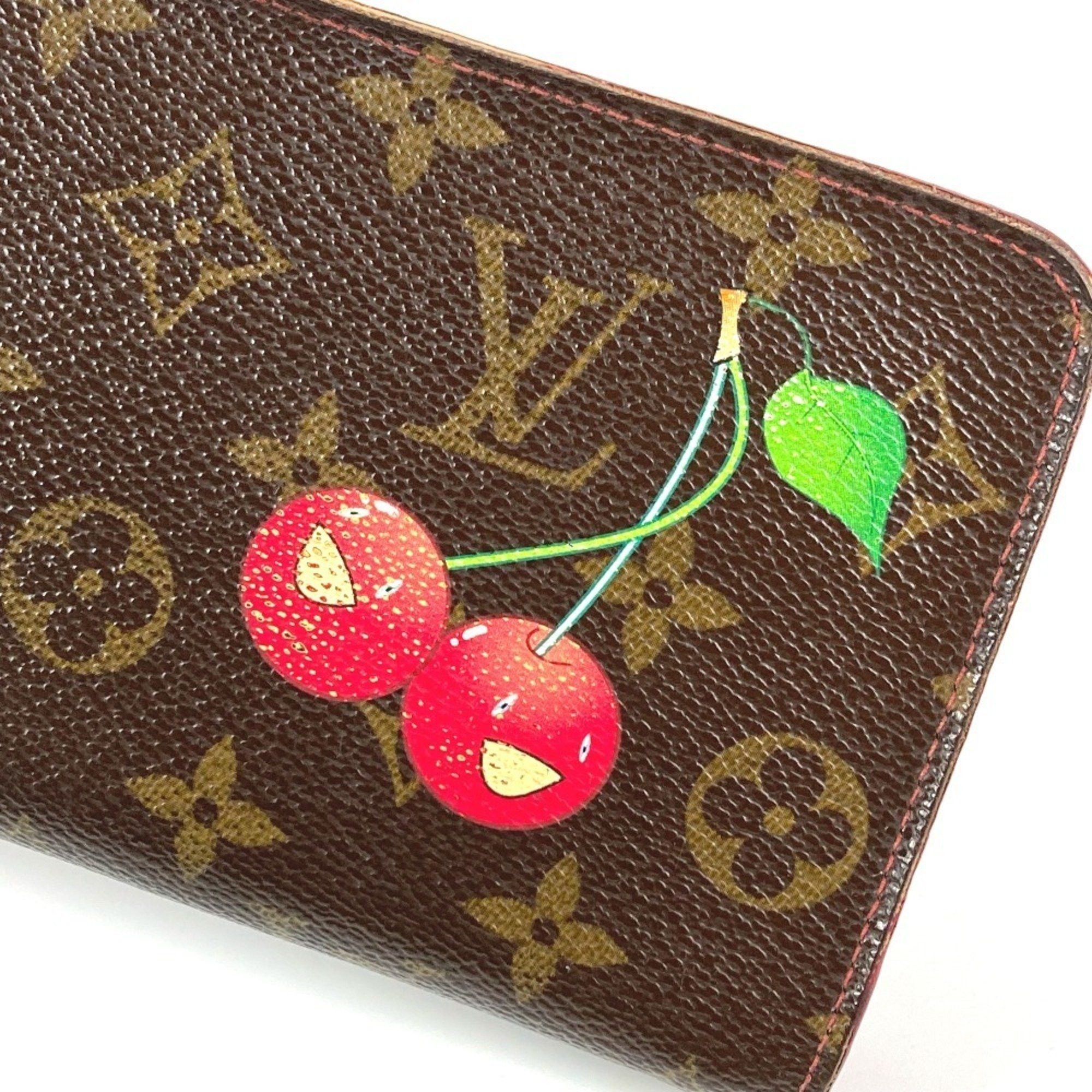 Louis Vuitton LOUIS VUITTON M95006 Monogram Cherry Porte-Monnaie Zip-Around Long Wallet in Canvas, Brown, Women's, by Takashi Murakami Size ONE SIZE - 7 Thumbnail