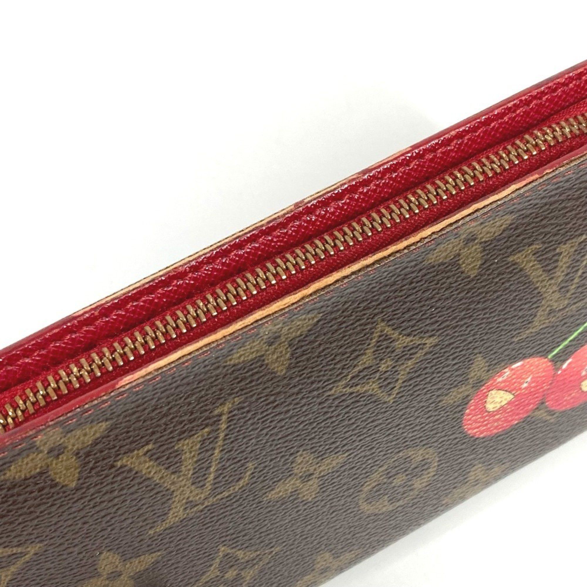 Louis Vuitton LOUIS VUITTON M95006 Monogram Cherry Porte-Monnaie Zip-Around Long Wallet in Canvas, Brown, Women's, by Takashi Murakami Size ONE SIZE - 8 Thumbnail