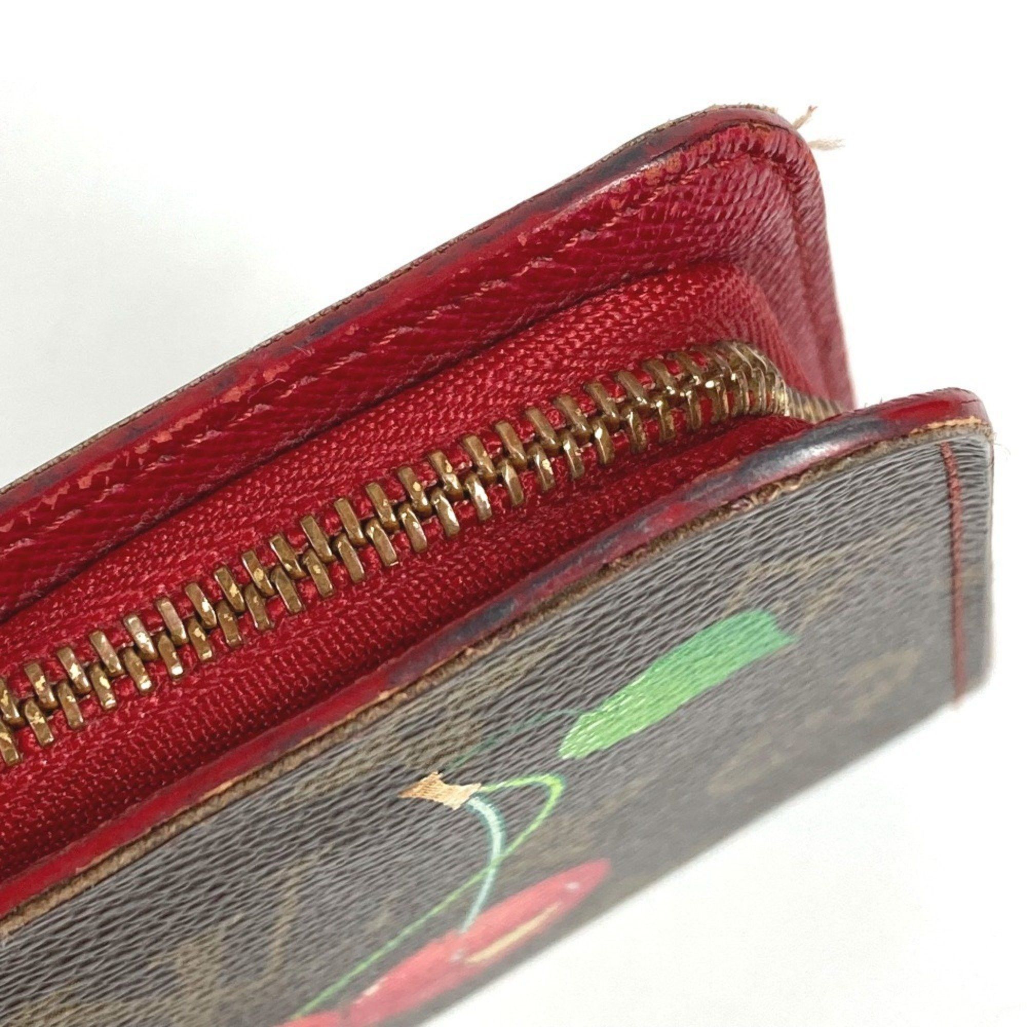 Louis Vuitton LOUIS VUITTON M95006 Monogram Cherry Porte-Monnaie Zip-Around Long Wallet in Canvas, Brown, Women's, by Takashi Murakami Size ONE SIZE - 18 Thumbnail