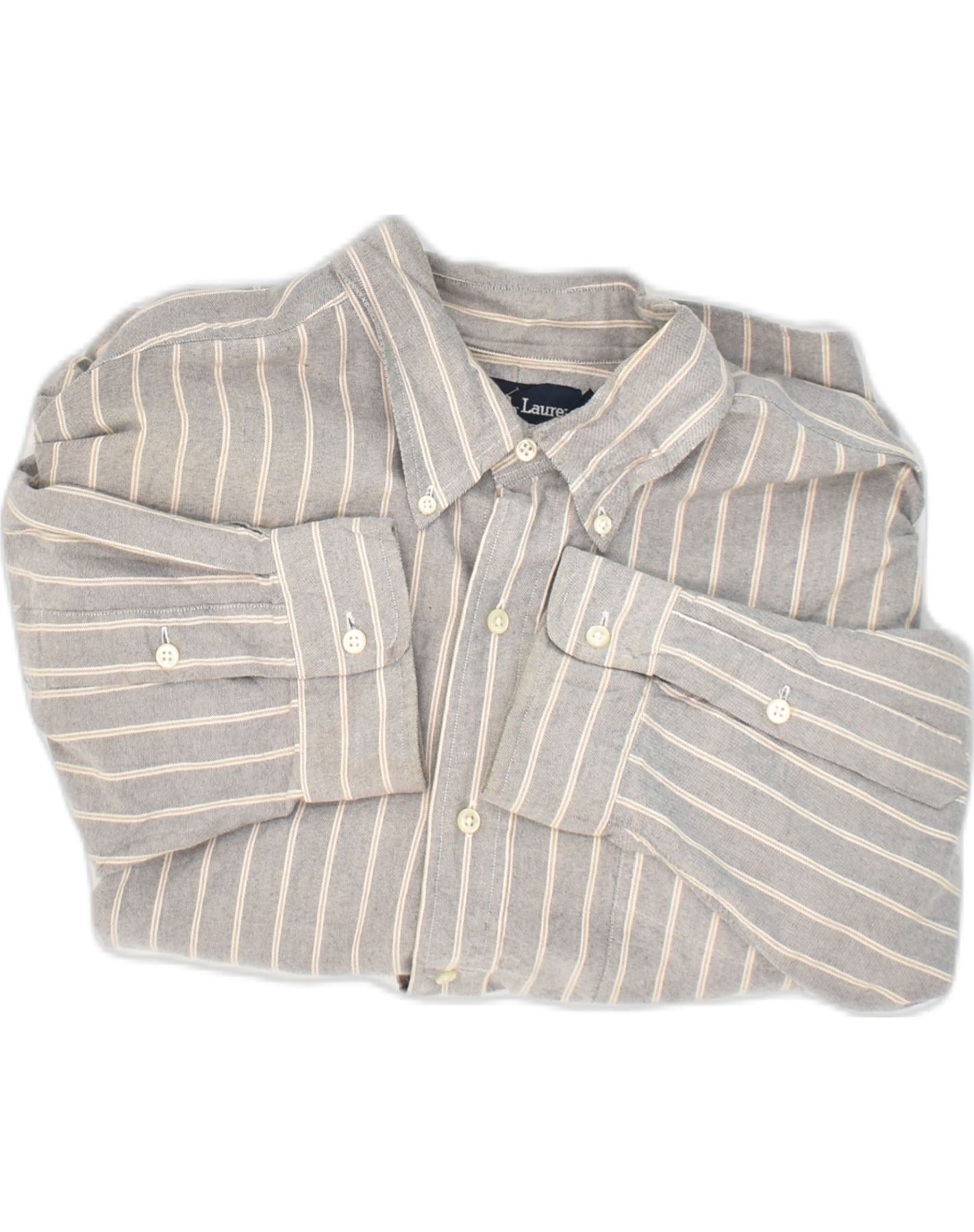 Ralph Lauren Mens Shirt XL Grey Striped Cotton Size US XL / EU 56 / 4 - 5 Thumbnail