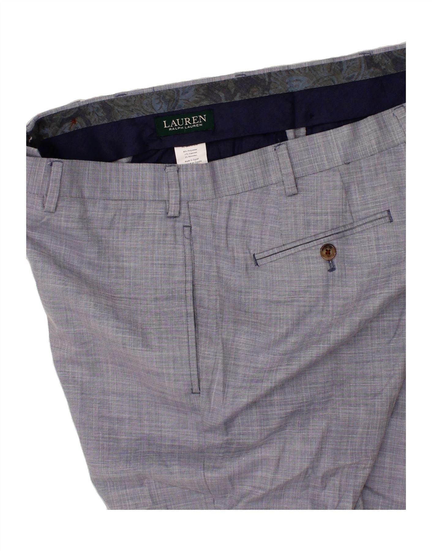 Ralph Lauren Mens Straight Suit Trousers W38 L30 Blue Polyester Size US 38 / EU 54 - 3 Thumbnail