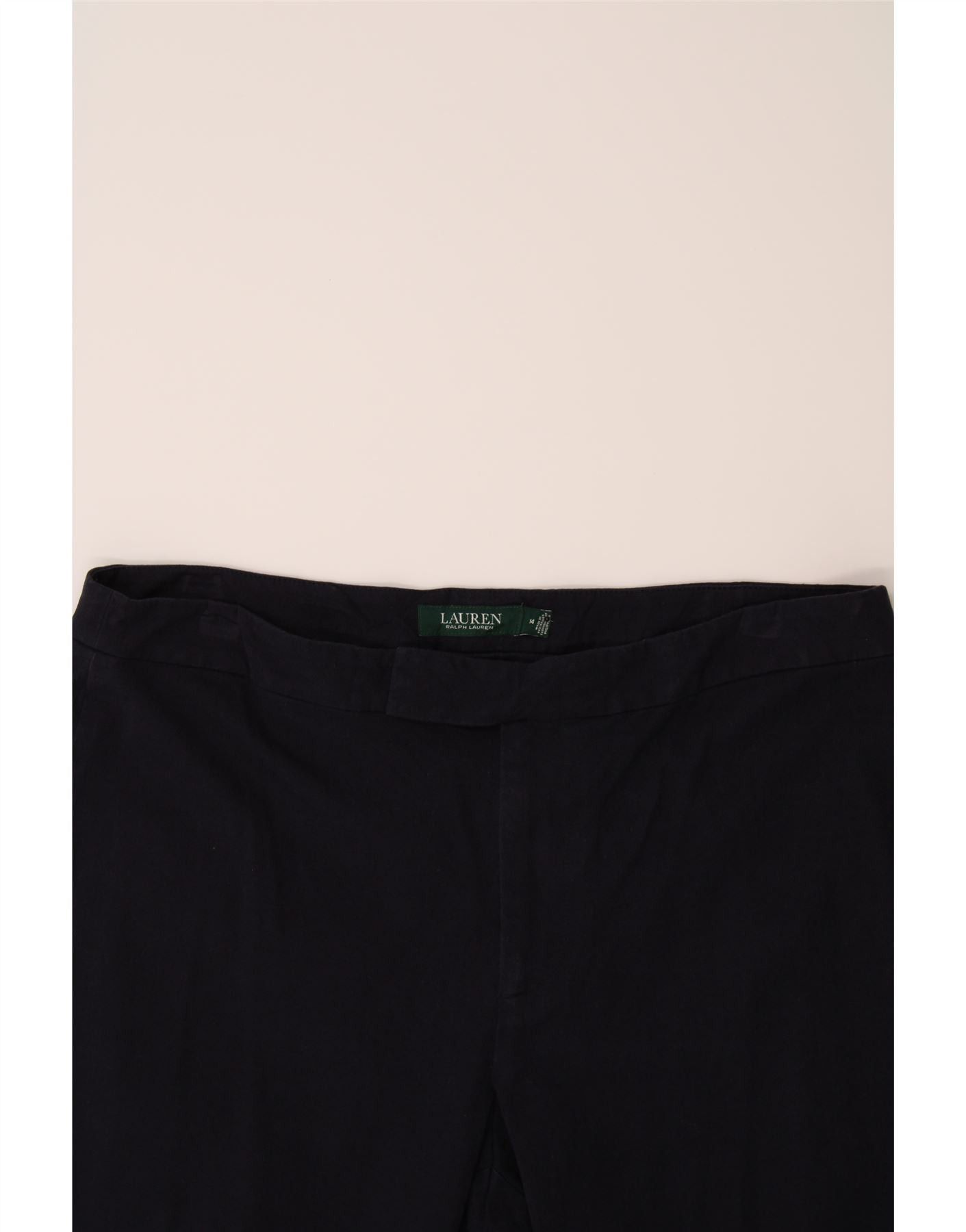 Ralph Lauren Womens Slim Suit Trousers US 14 XL W36 L28 Navy Blue Cotton Size 32" / US 10 / IT 46 - 3 Thumbnail